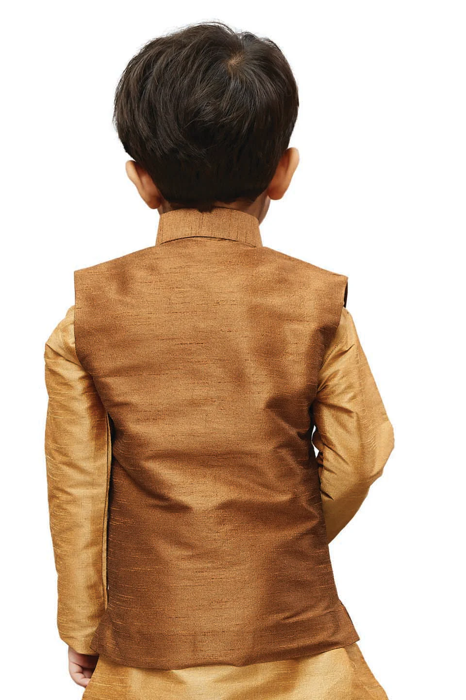 Boys' Brown Silk Blend Nehru Jackets - Image 3