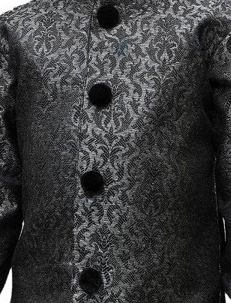 Boys' Grey Silk Blend Sherwani - Image 4