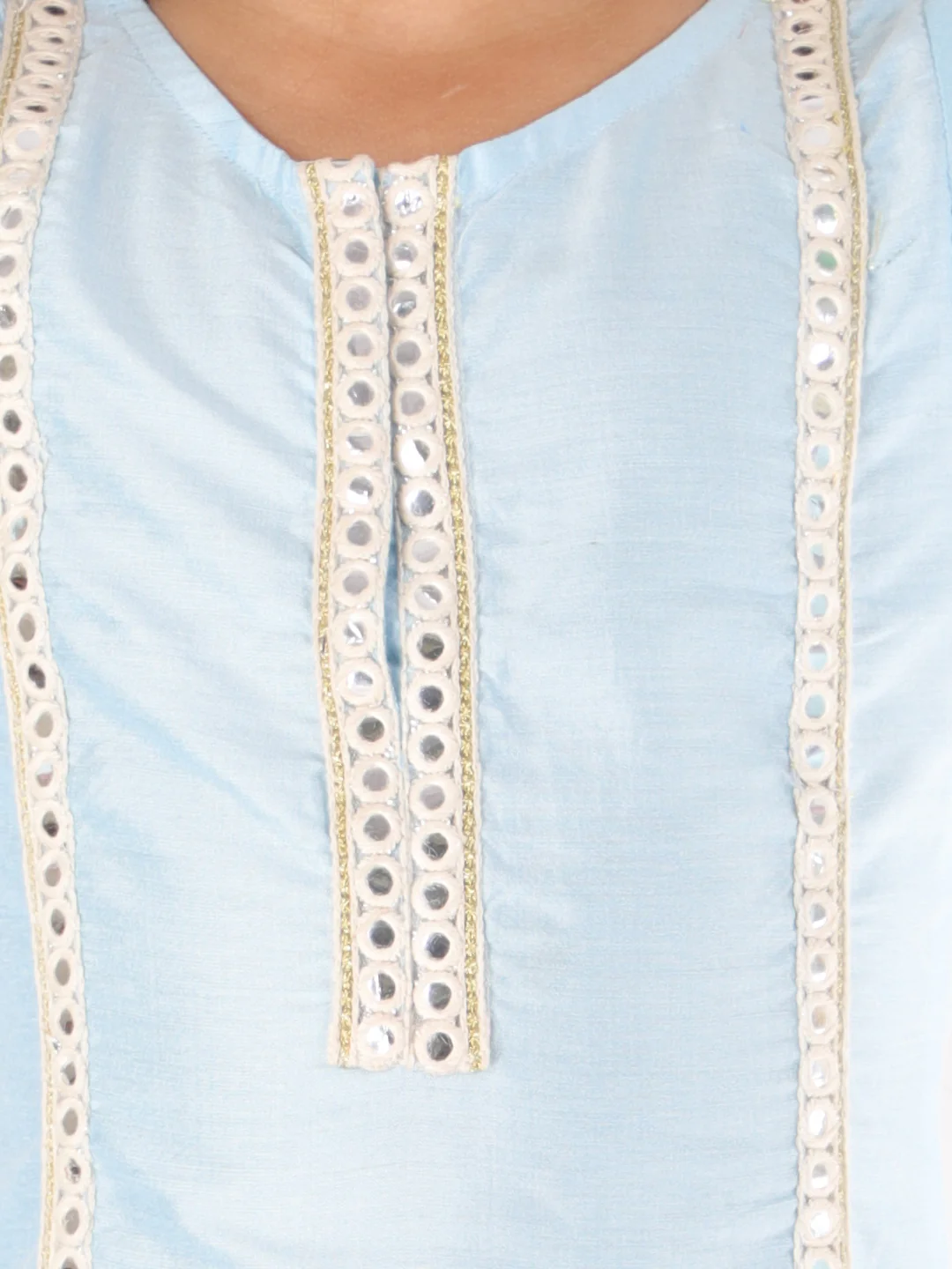 Girl's' Aqua Viscose Kurta Pant Set - Image 5