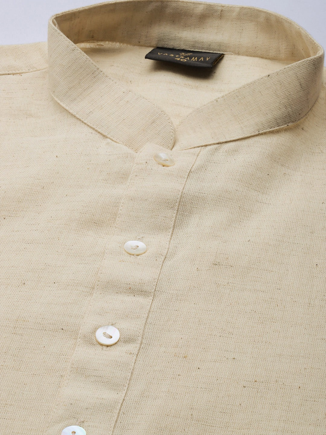 Men's Beige Pure Cotton Kurta With Dhoti Pant Set - Image 2