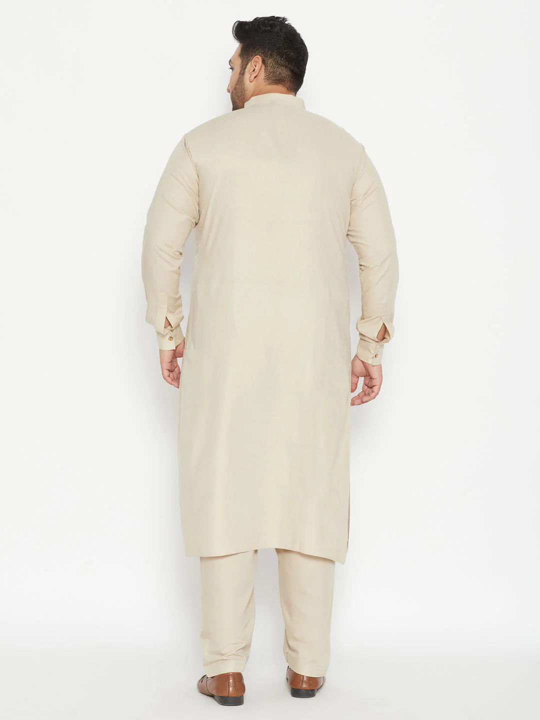 Men's Plus Size Green Cotton Blend Pathani Set - Image 3