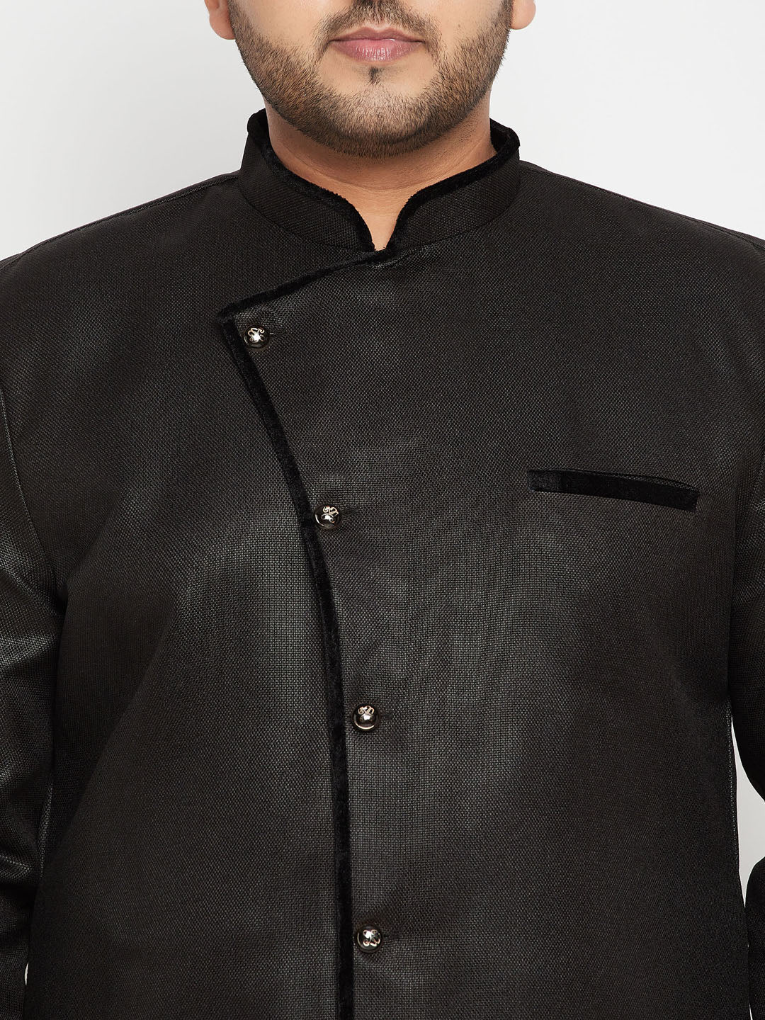 Men's Plus Size Black Sherwani Set - Image 4