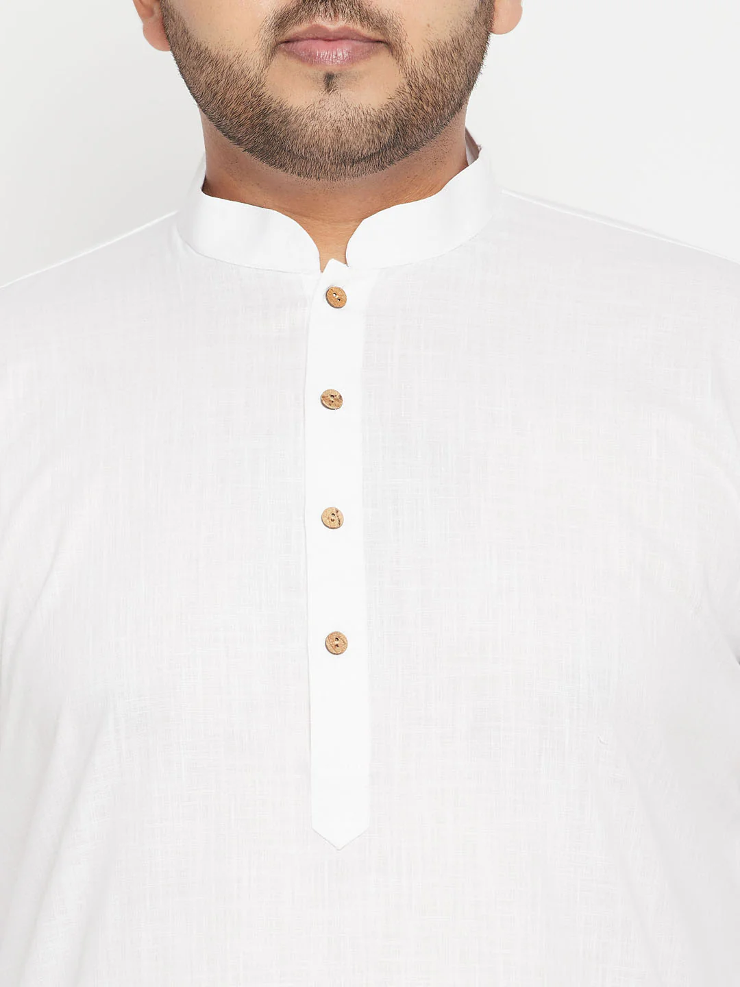 Men's Plus Size White And Maroon Cotton Blend Jacket Kurta Pyjama Set - Image 5