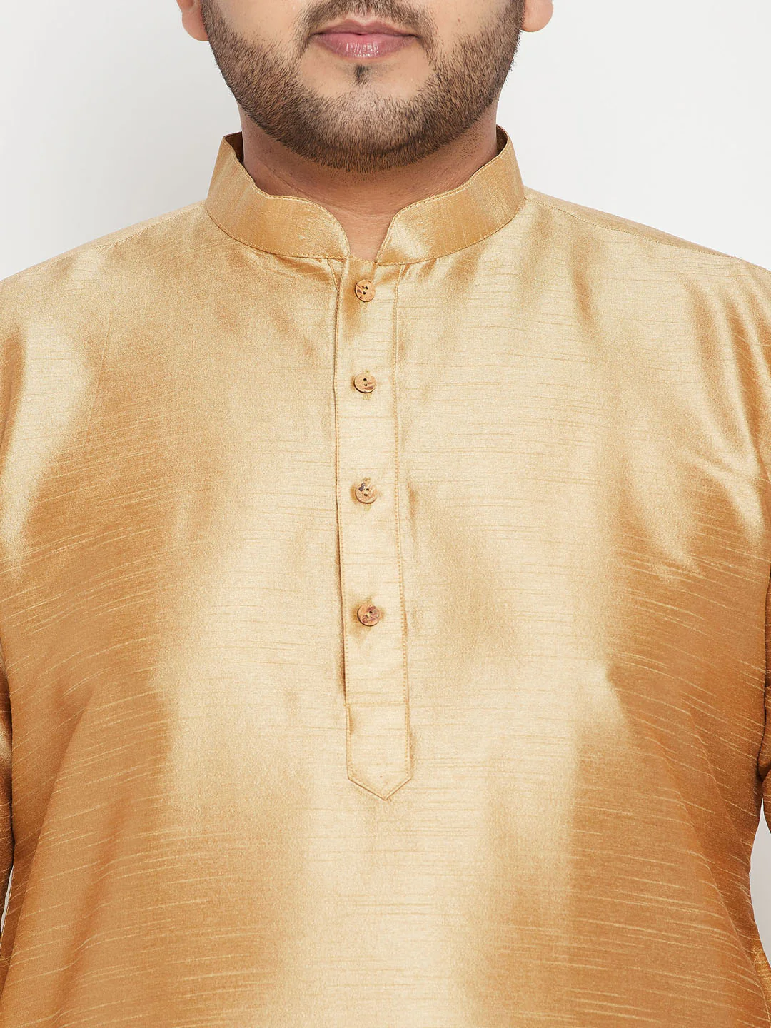 Men's Plus Size Rose Gold And Maroon Woven Silk Blend Jacket Kurta Pyjama Set - Image 5