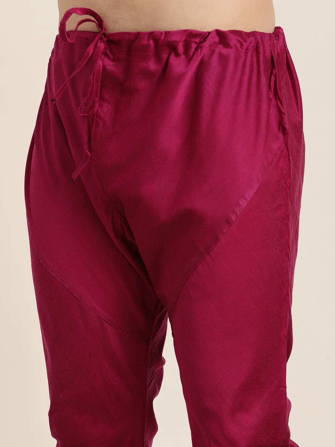 Men's Fuchsia & Pink Solid Kurta With Churidar & Nehru Jacket - Image 6
