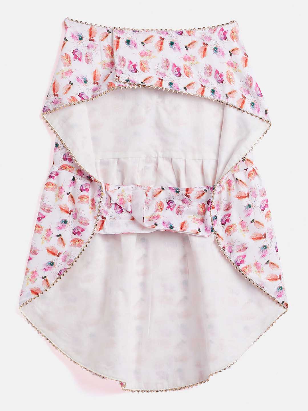 Dogs' White Abstract Printed Cotton Blend Dress - Image 4