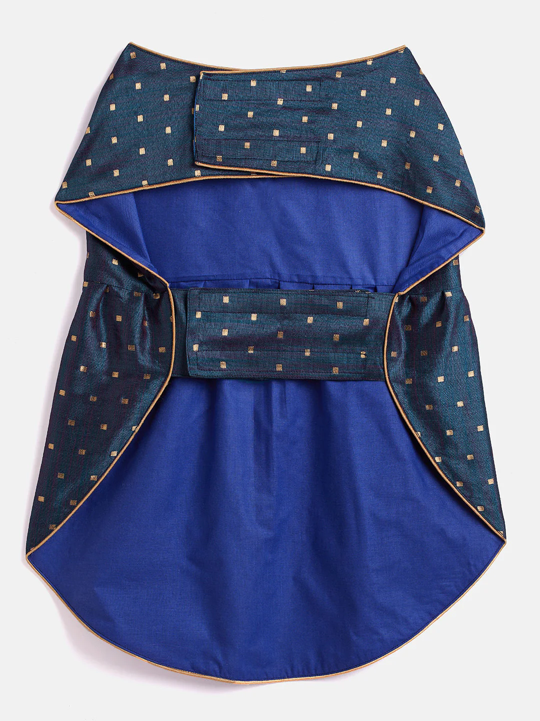 Dogs' Blue And Gold Silk Blend Dress - Image 3