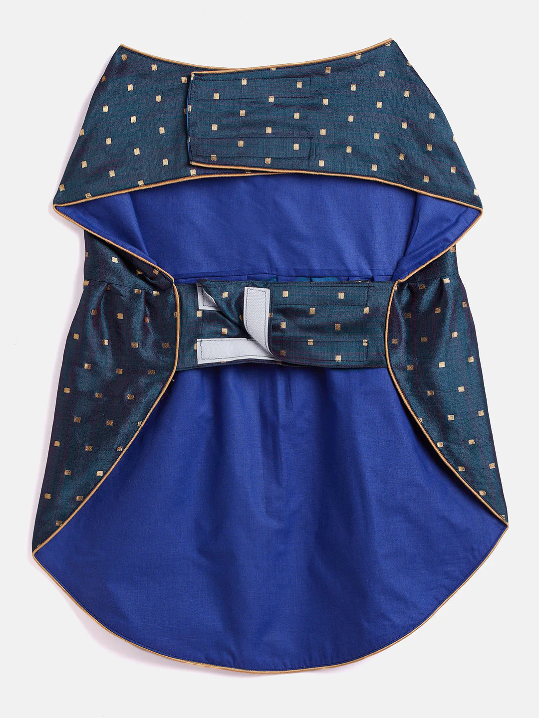 Dogs' Blue And Gold Silk Blend Dress - Image 4
