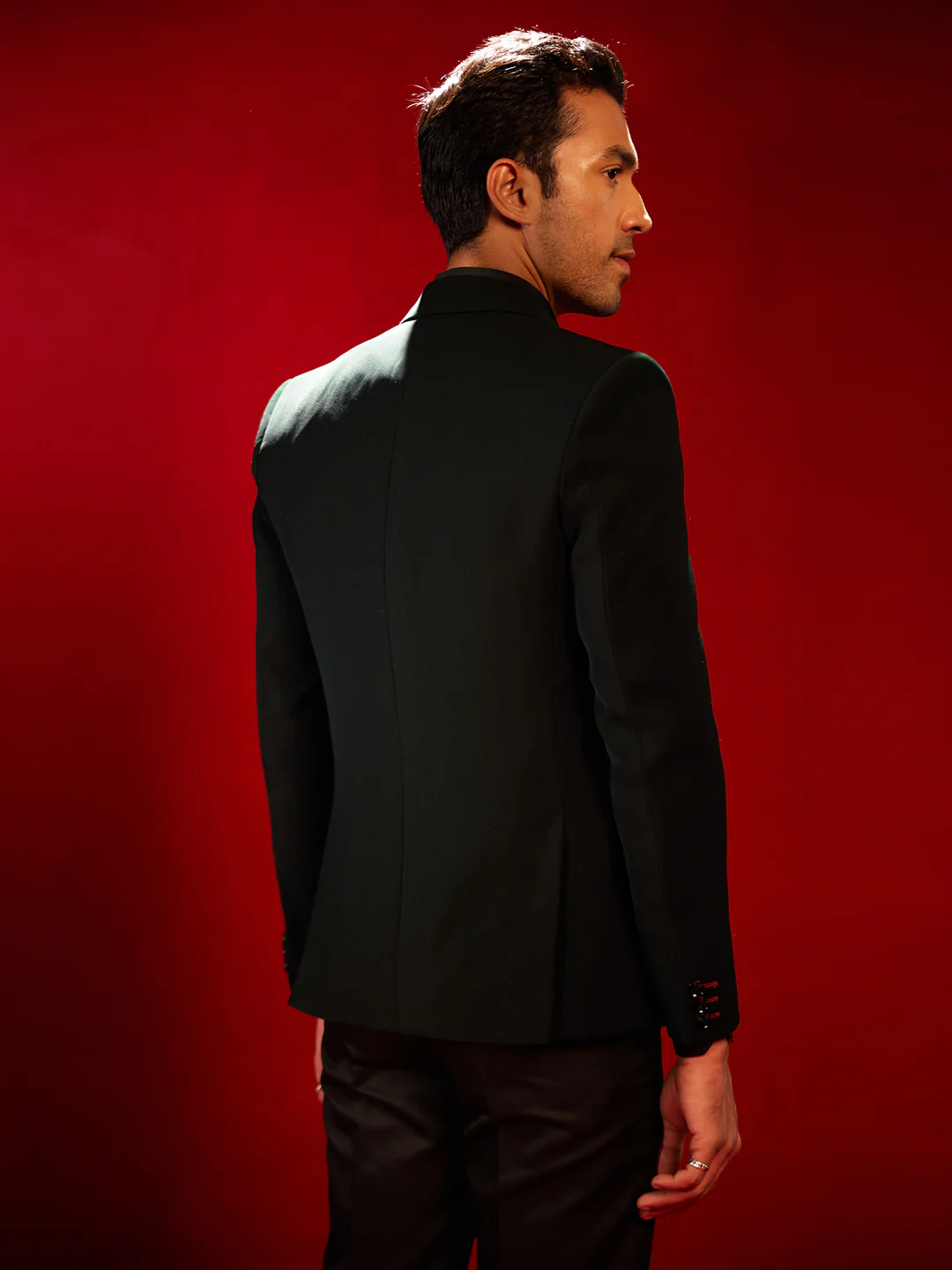 Men's Green Silk Blend Blazer - Image 3