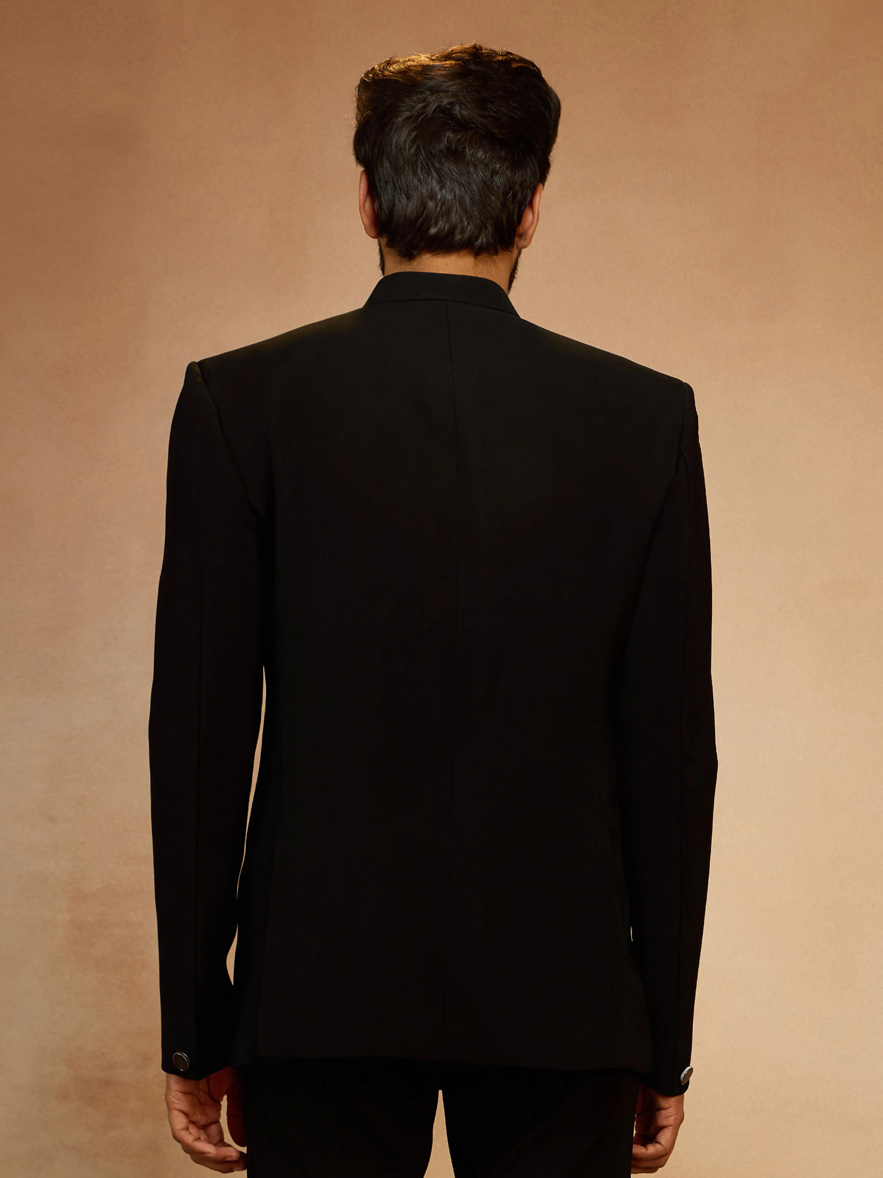 Men's Black Silk Bead Embroidered Ethnic Motif Full Sleeve Jodhpuri Jacket - Image 4