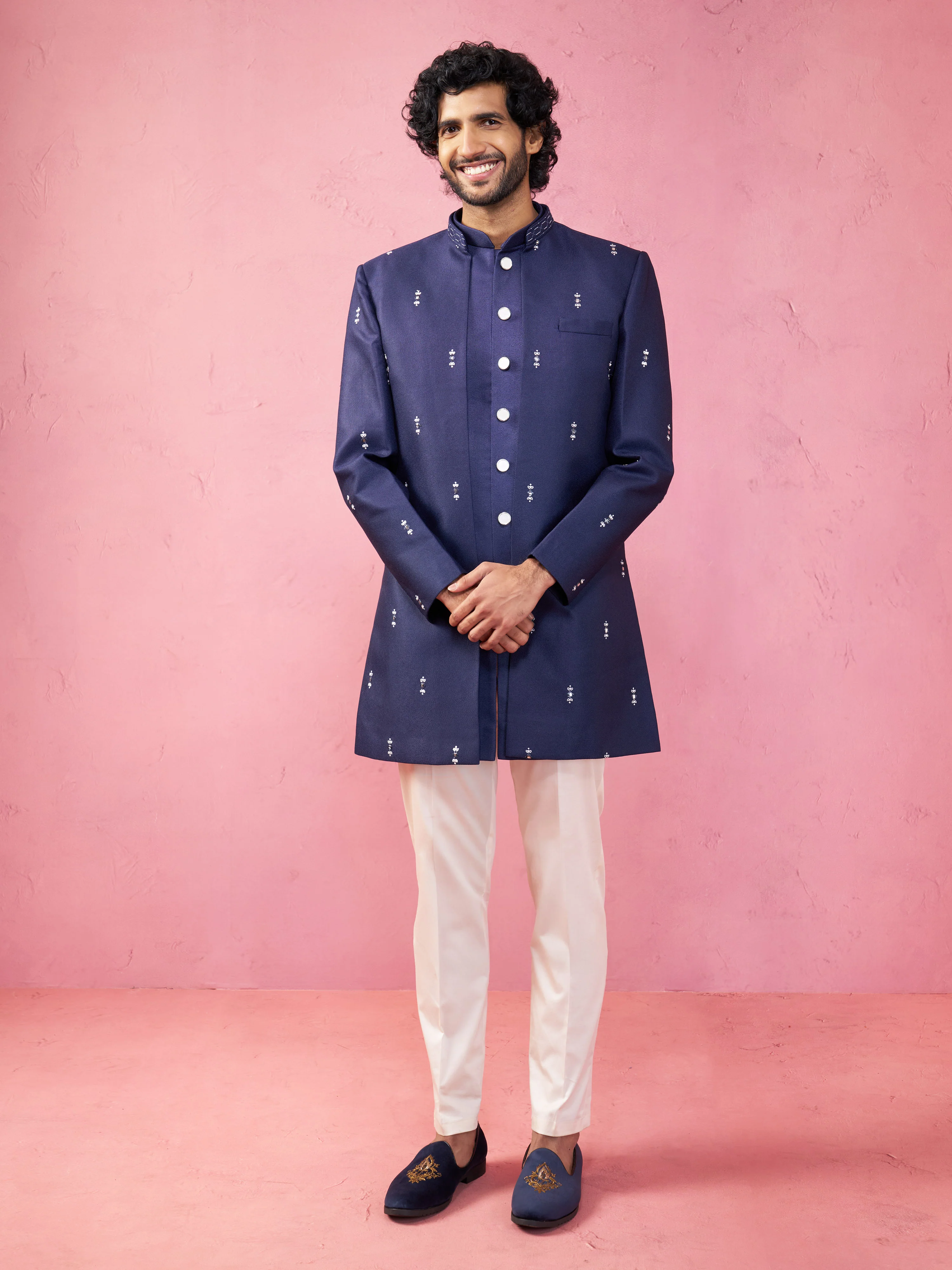 Men Embroidered Indo-Western Coat with Pyjama Set - Image 3