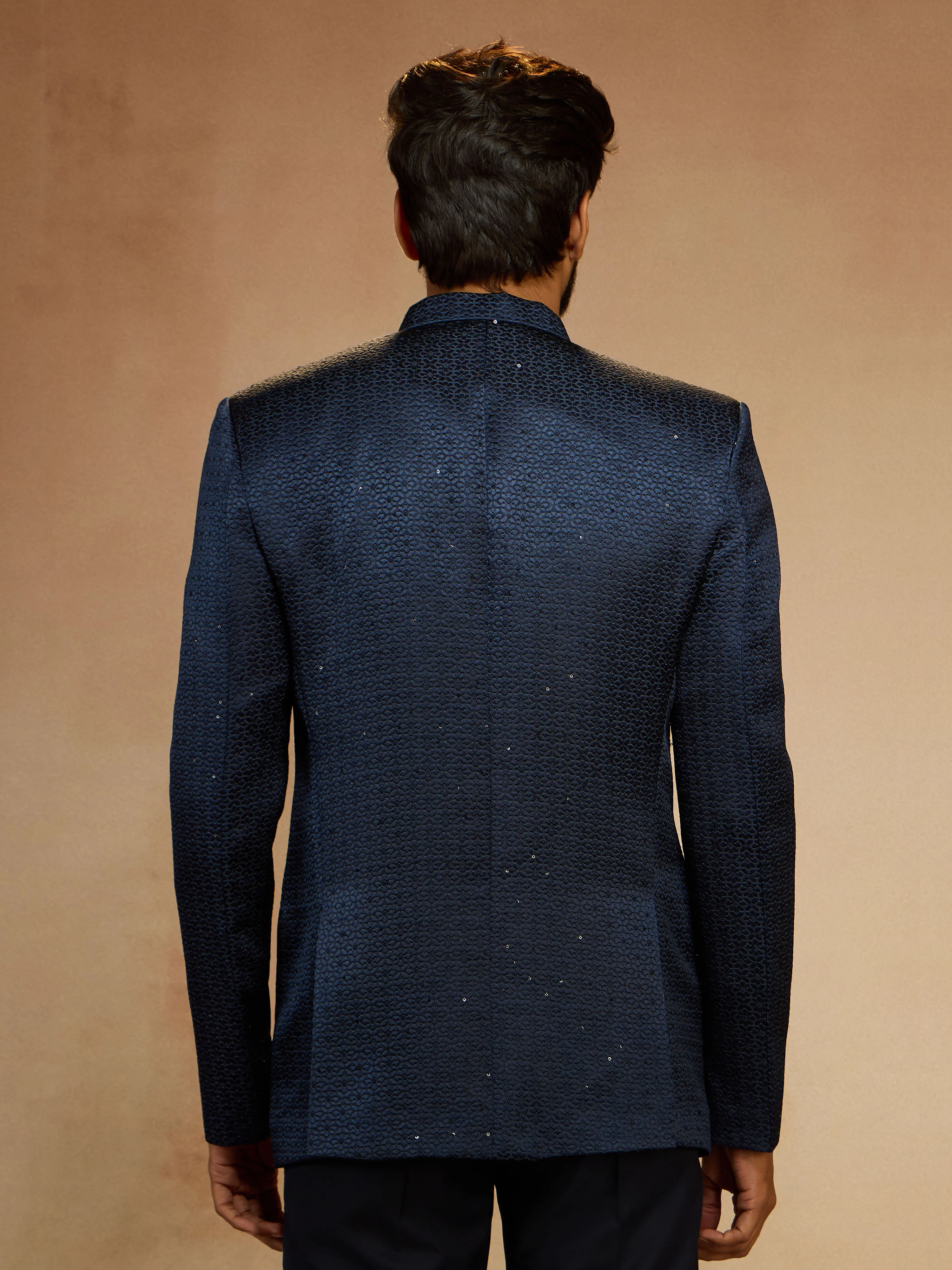 Men's Navy Blue Self-Texture Sequin Embroidery Jodhpuri - Image 5