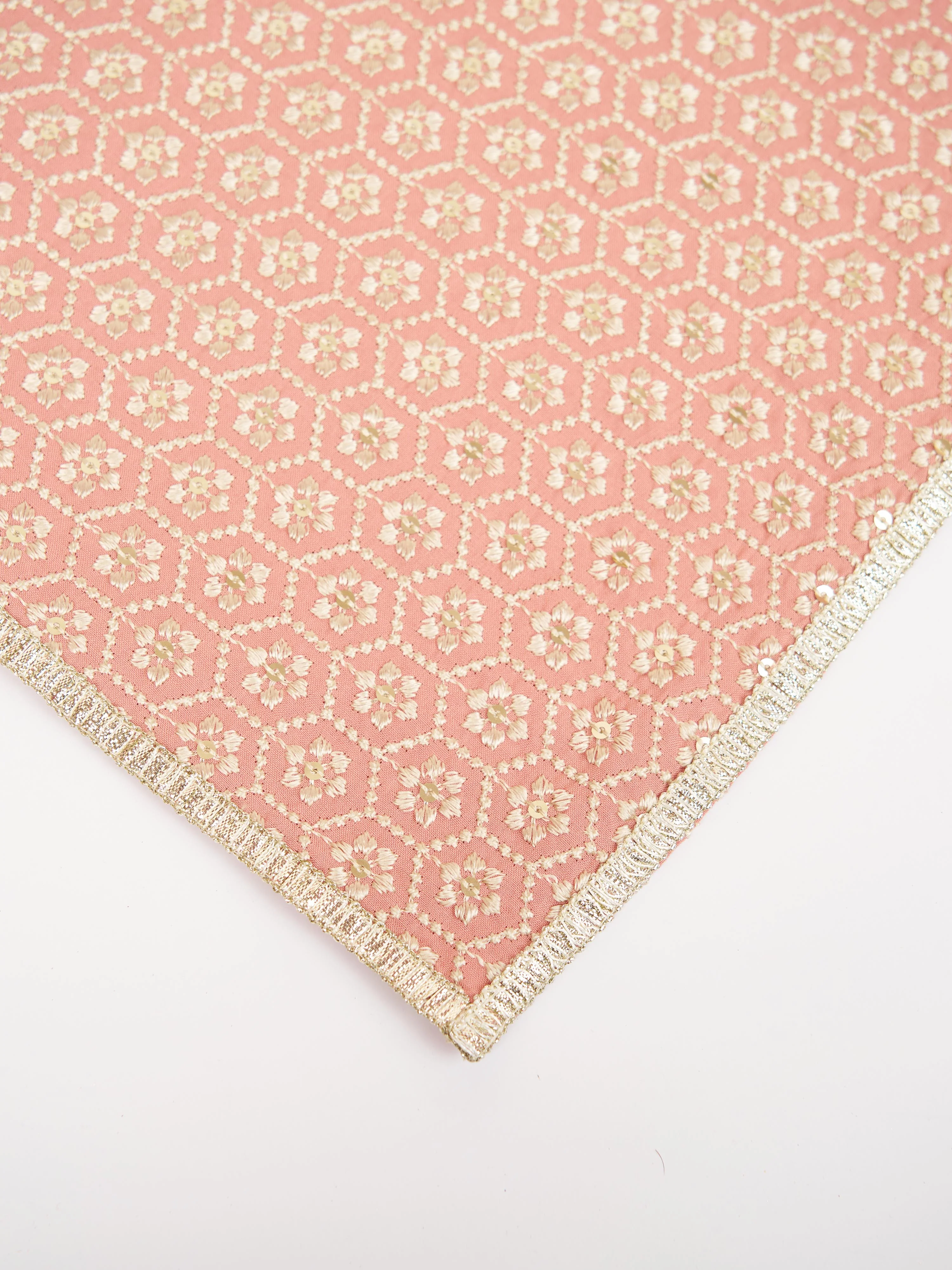 Men Peach Silk Blend Embroidered Dupatta - Image 3