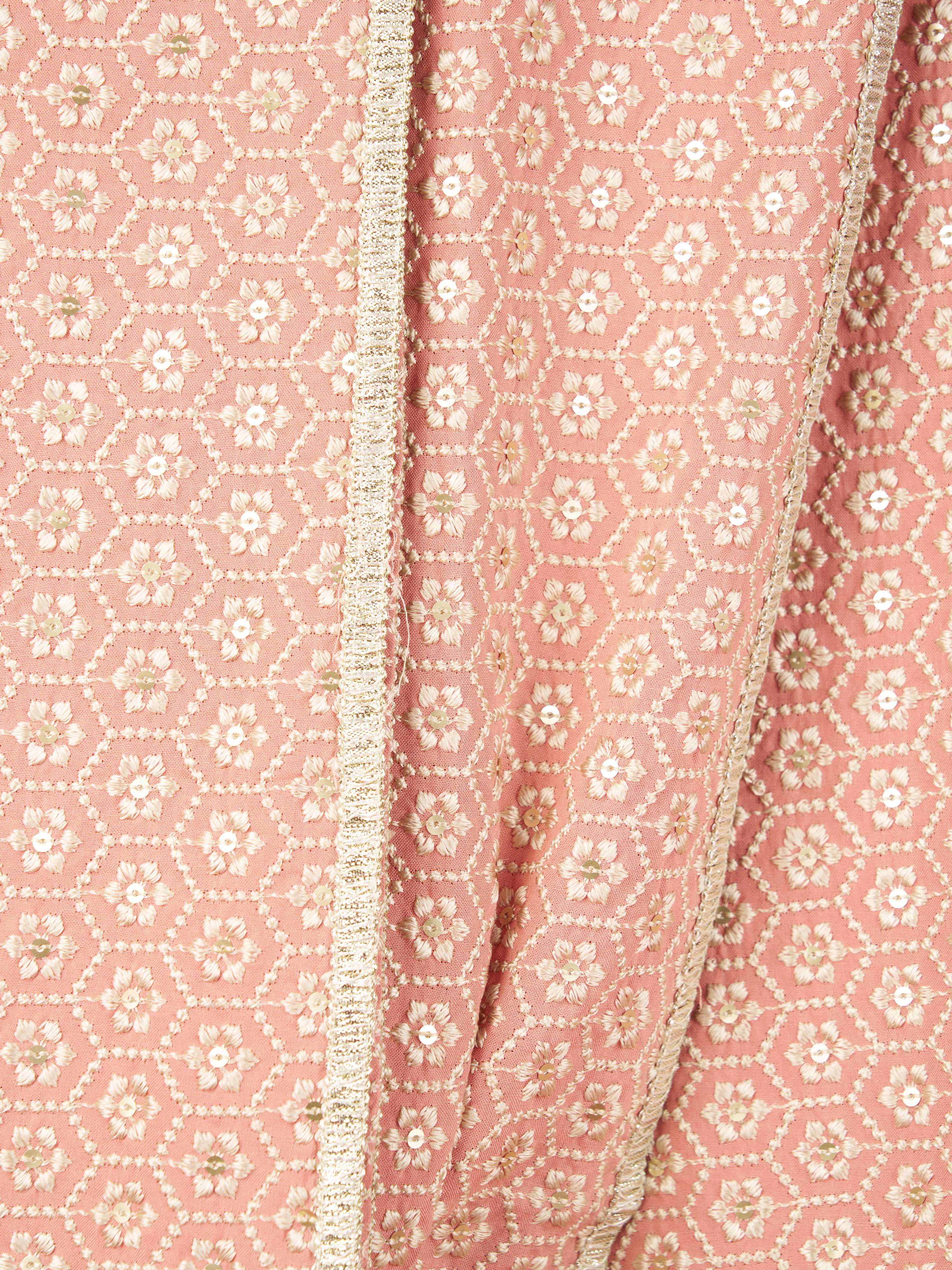 Men Peach Silk Blend Embroidered Dupatta - Image 5