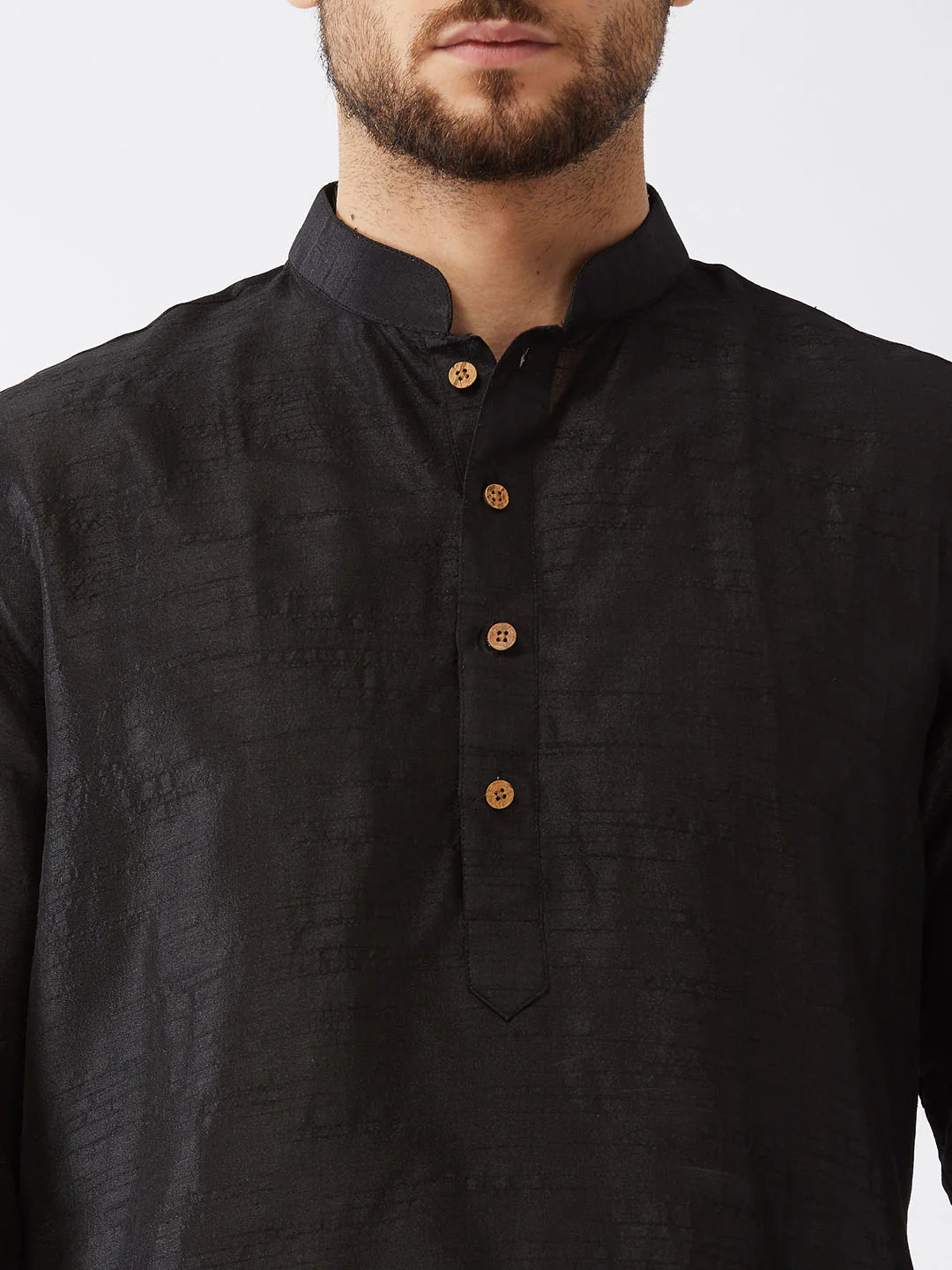Men's Black And Gold Silk Blend Kurta And Dhoti Set - Image 4