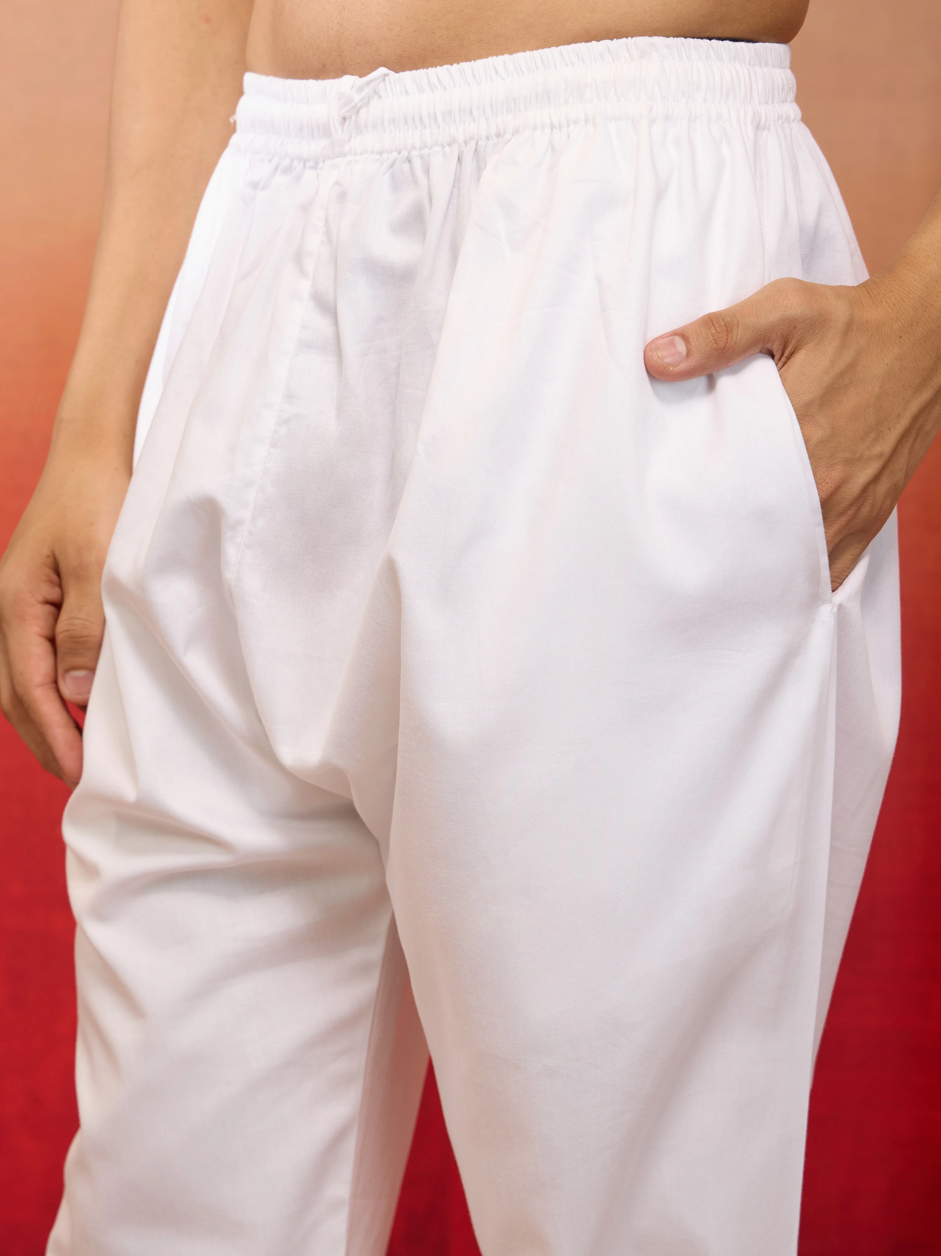 Men's Black Cotton Kurta White Pyjama Set - Image 6