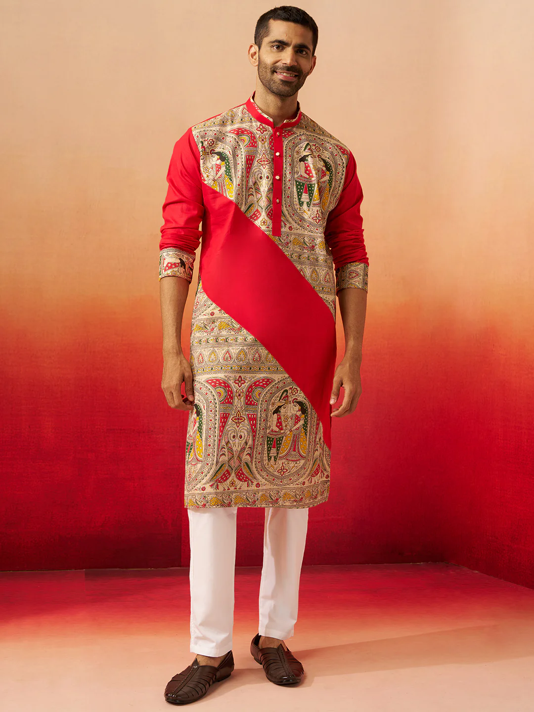 Men's Black Digital Print Kurta with Pyjama - Image 3
