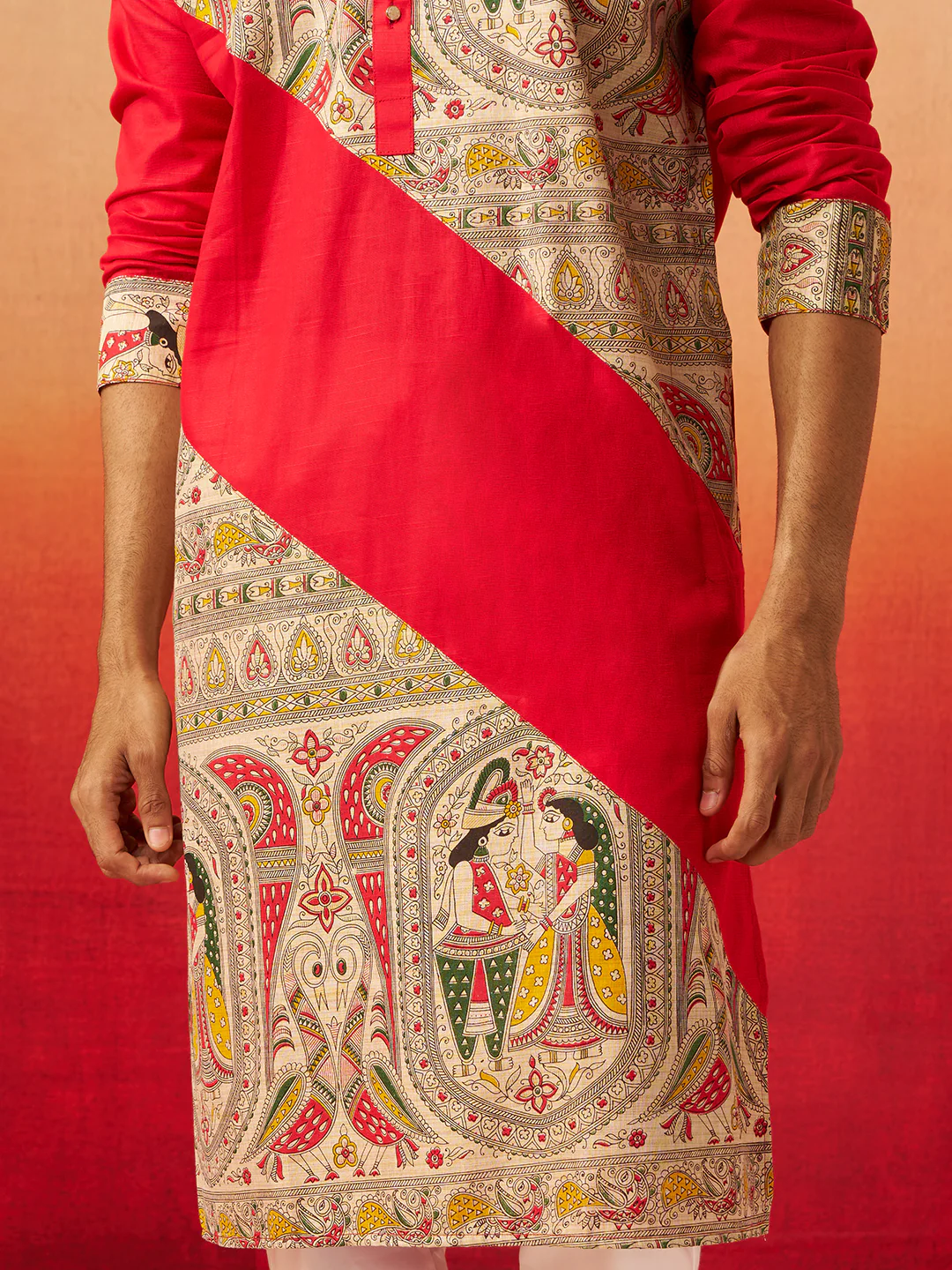 Men's Black Digital Print Kurta with Pyjama - Image 5
