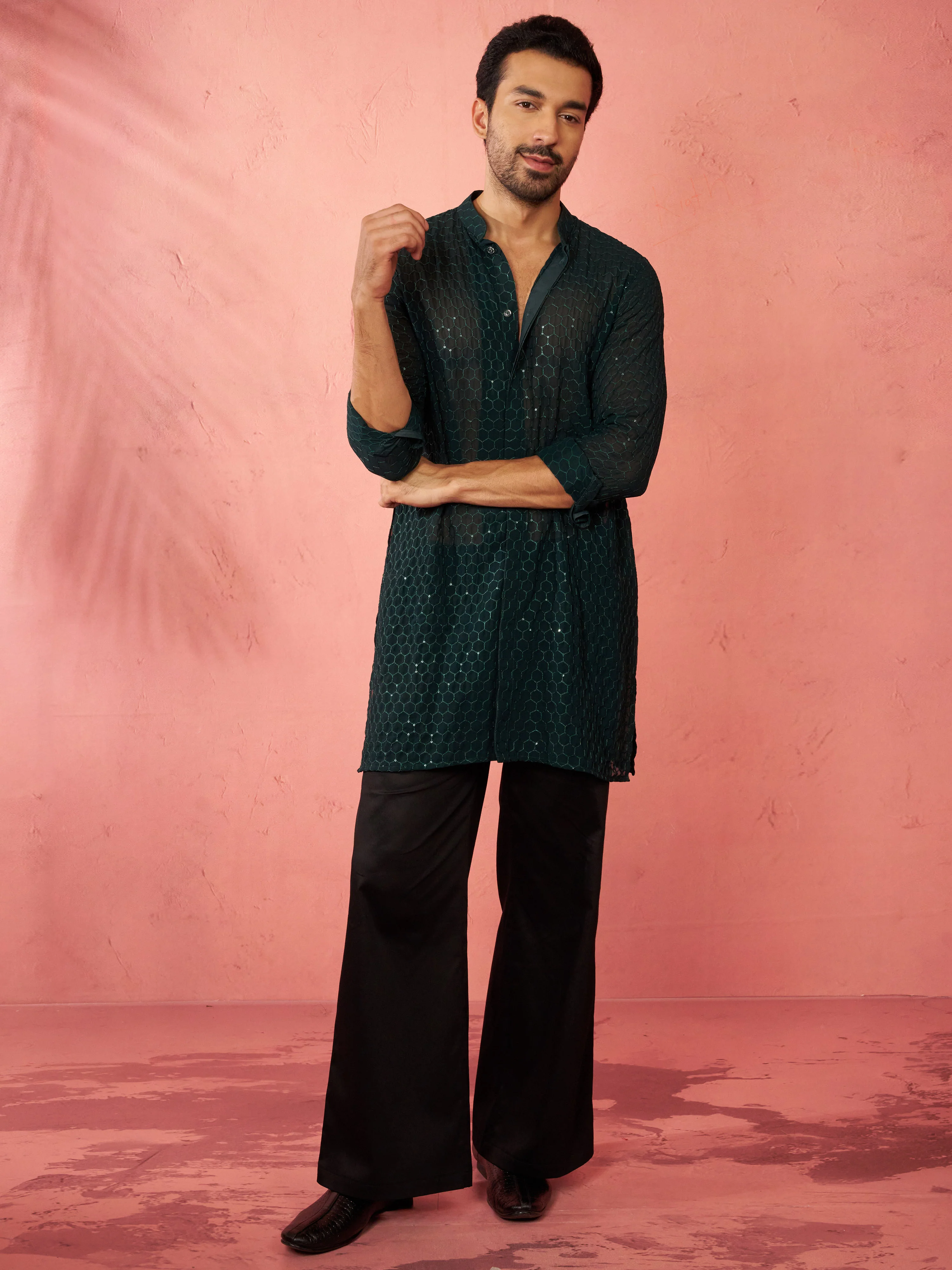 Men's Black Fine Satin Palazzo Pants - Image 5