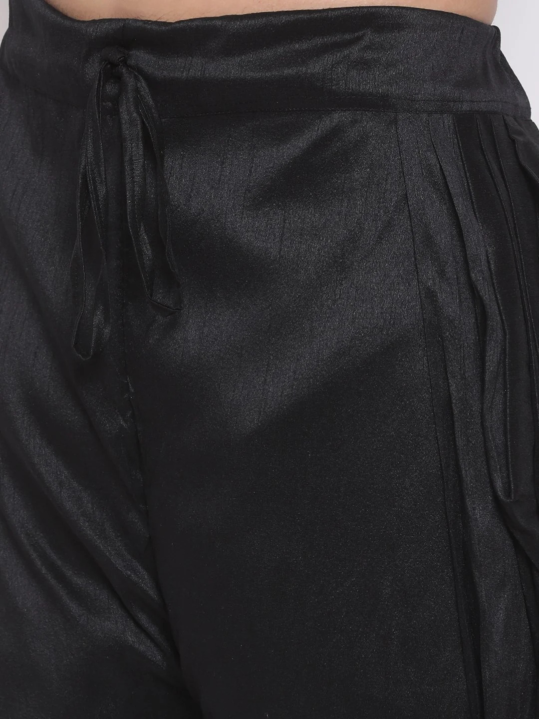 Men's Black Silk Blend Dhoti Pant - Image 3