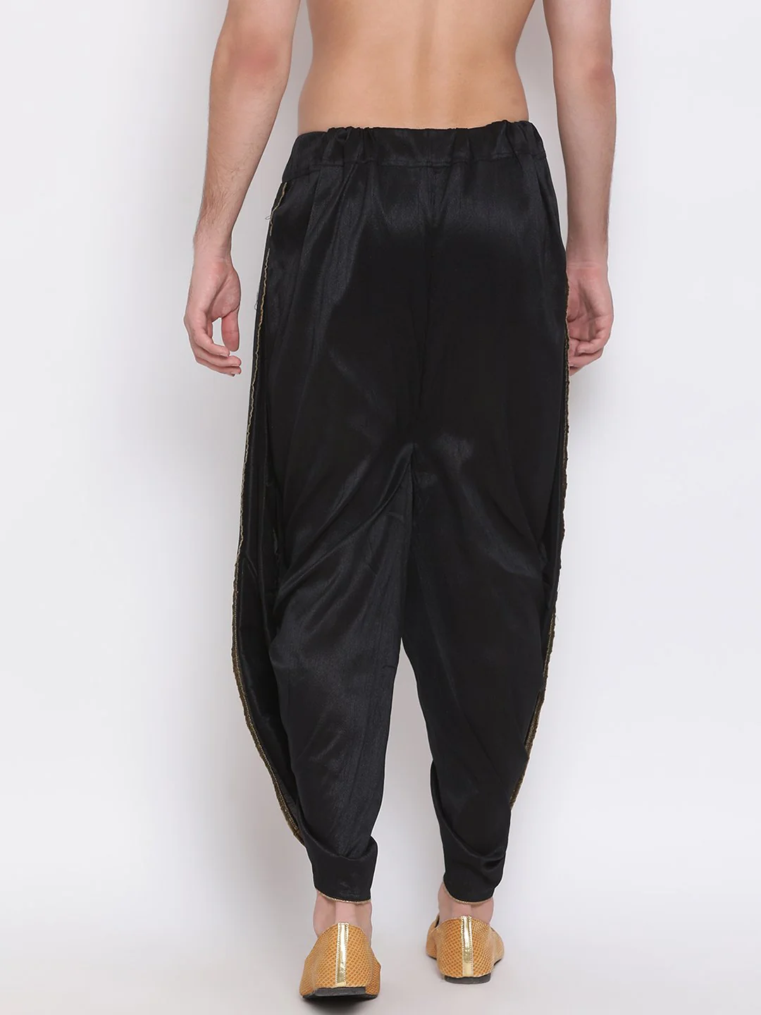 Men's Black Silk Blend Dhoti Pant - Image 4
