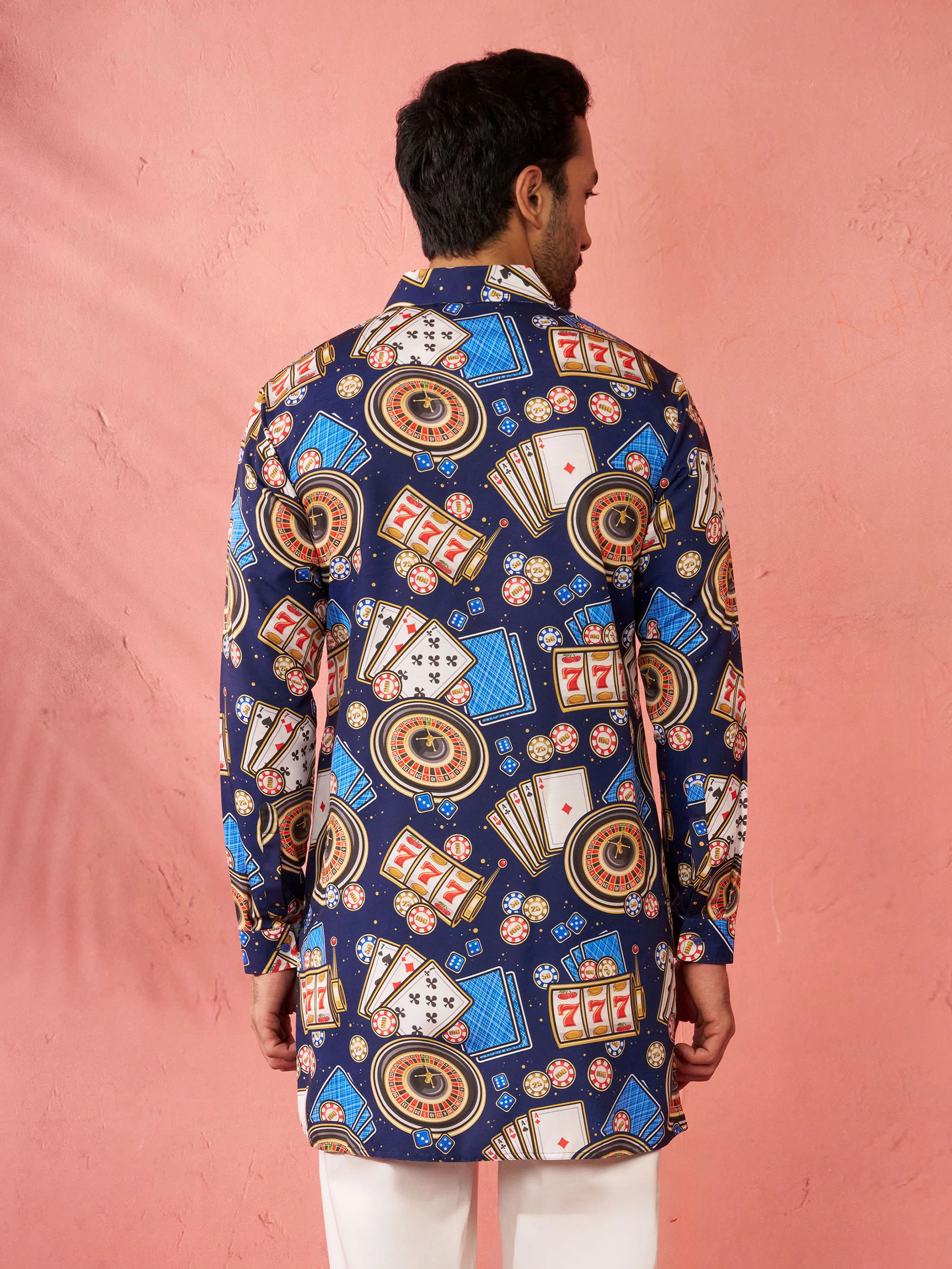 Men's Blue Rayon Kurta - Image 5