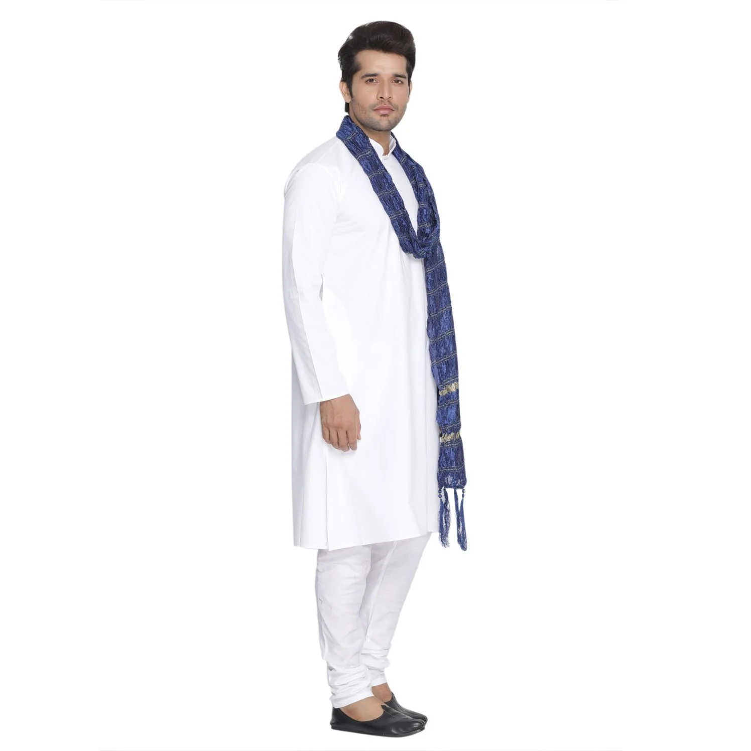 VASTRAMAY Men's Blue Viscose Dupatta - Image 2