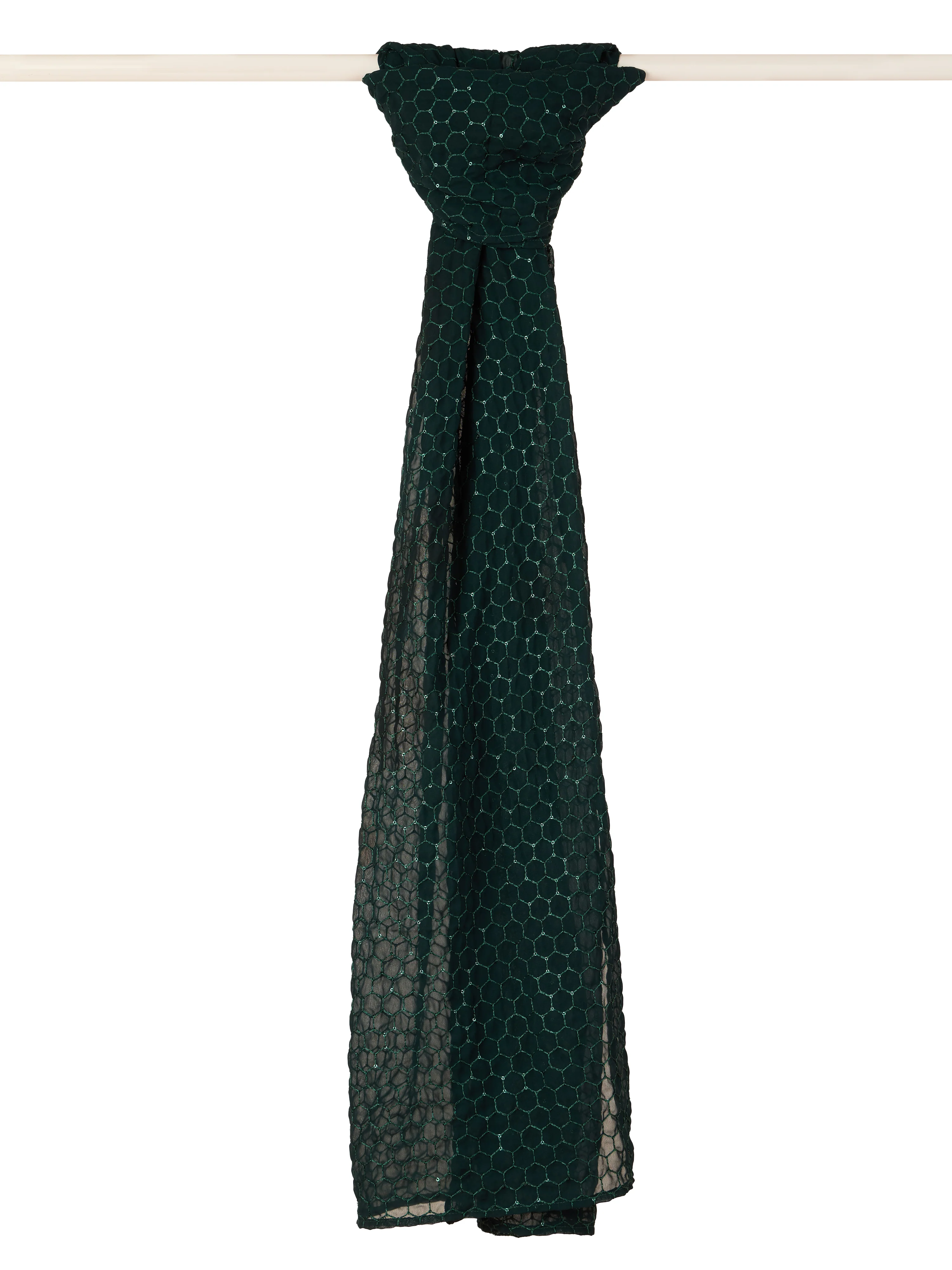 Men's Bottle Green Georgette Plain Dupatta - Image 3