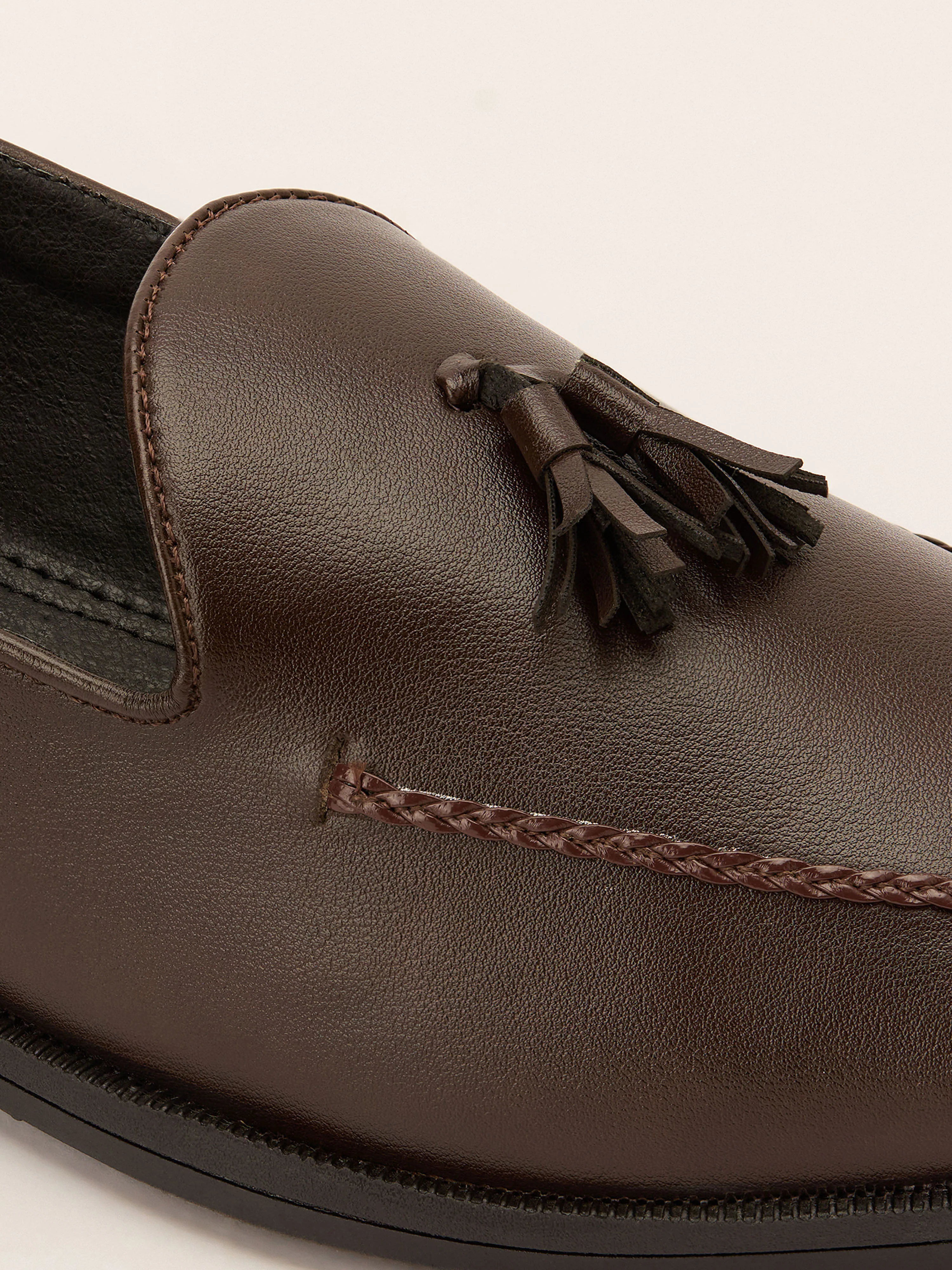 Men's Brown Tasselled Loafer | Synthetic Matte Finish | Twin Tassel Vamp | Airmix Sole | All Season - Image 2