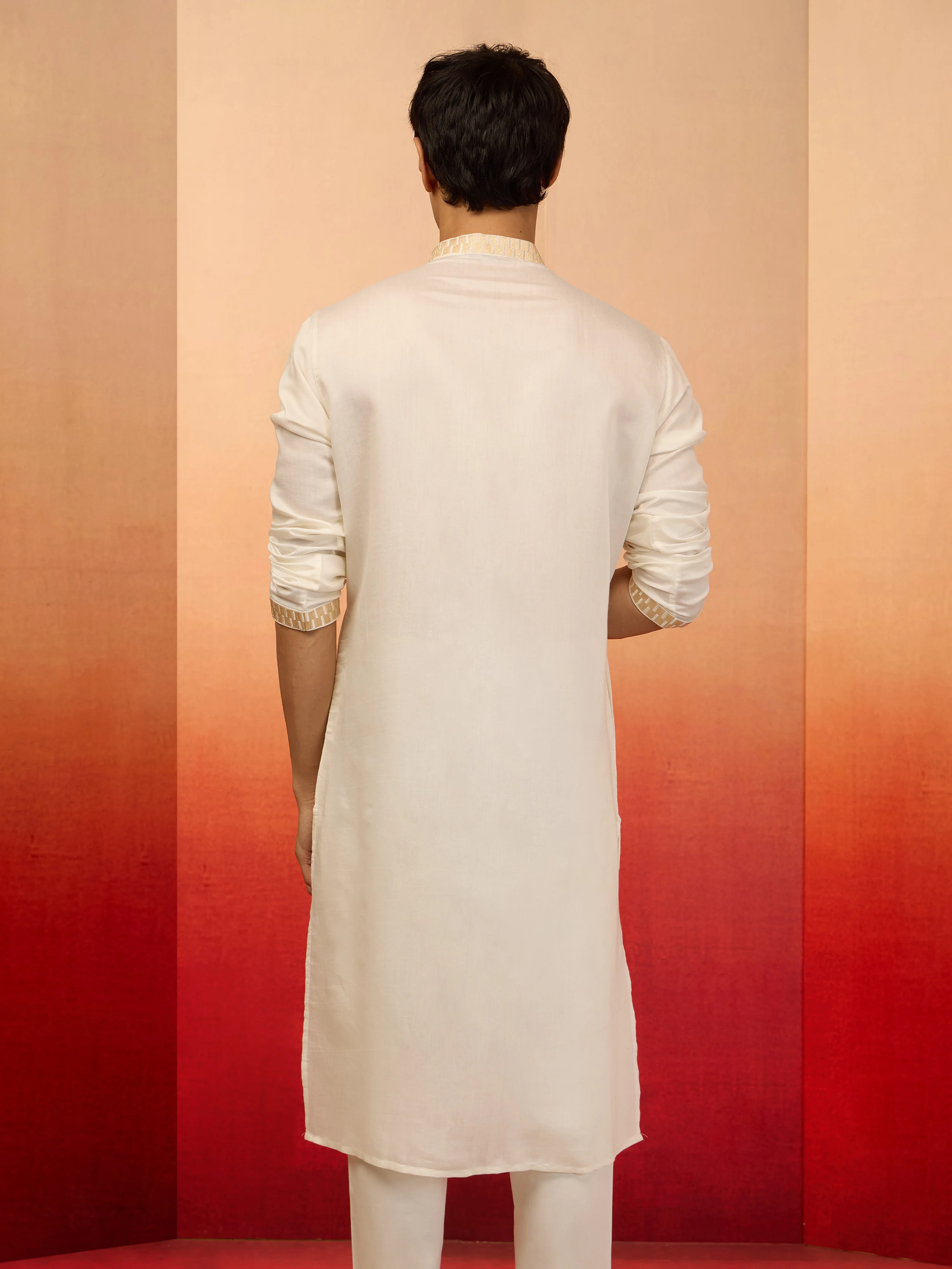 Men's Chiku Multi Embroidered Silk Kurta - Image 5