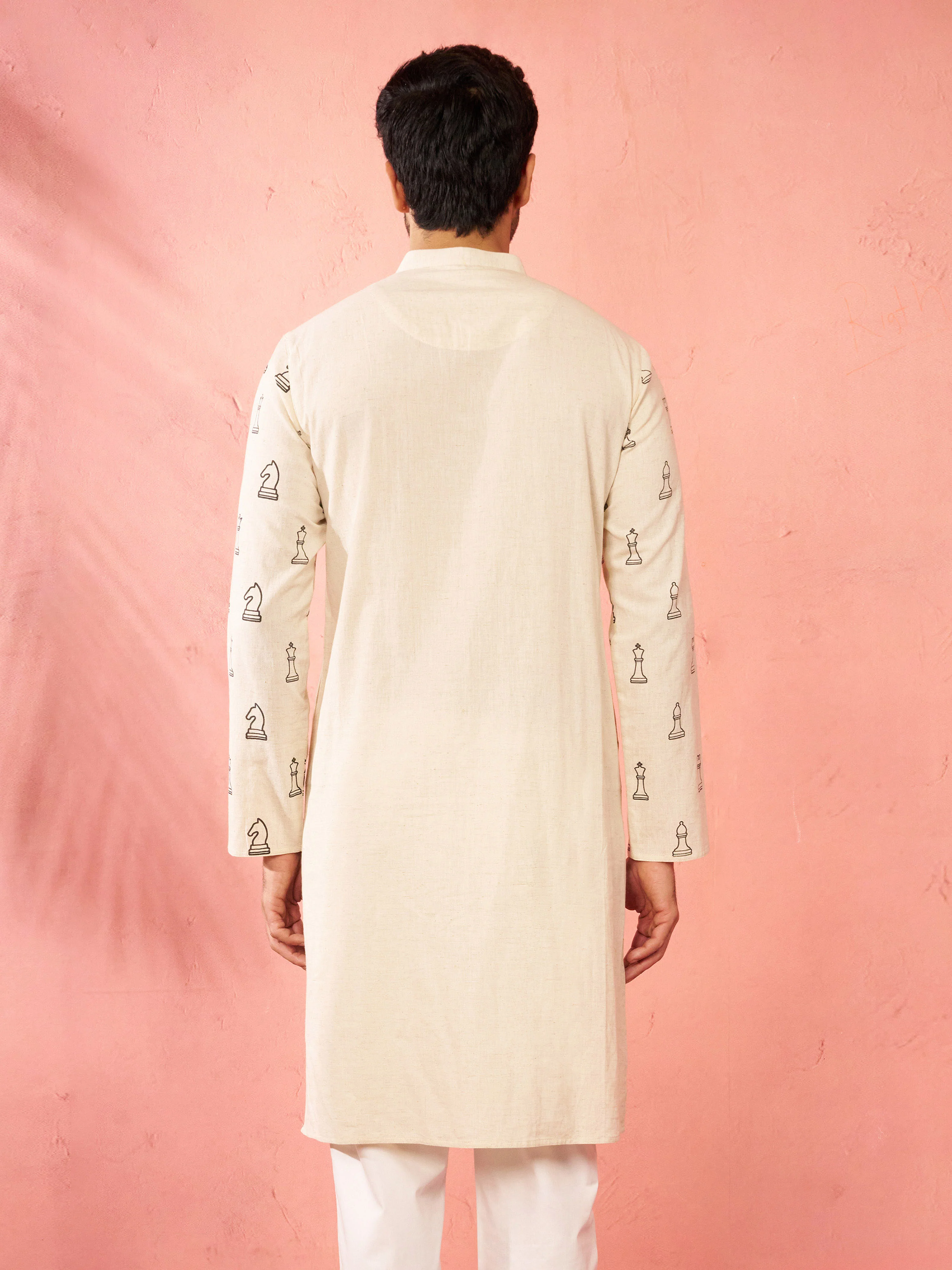 Men's Cream Cotton Kurta - Image 5