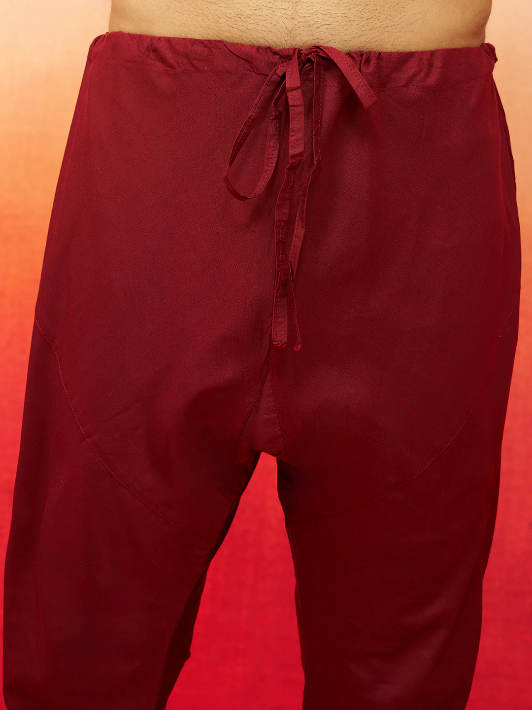 Men's Cream Embroidered Kurta with Maroon Churidar - Image 6