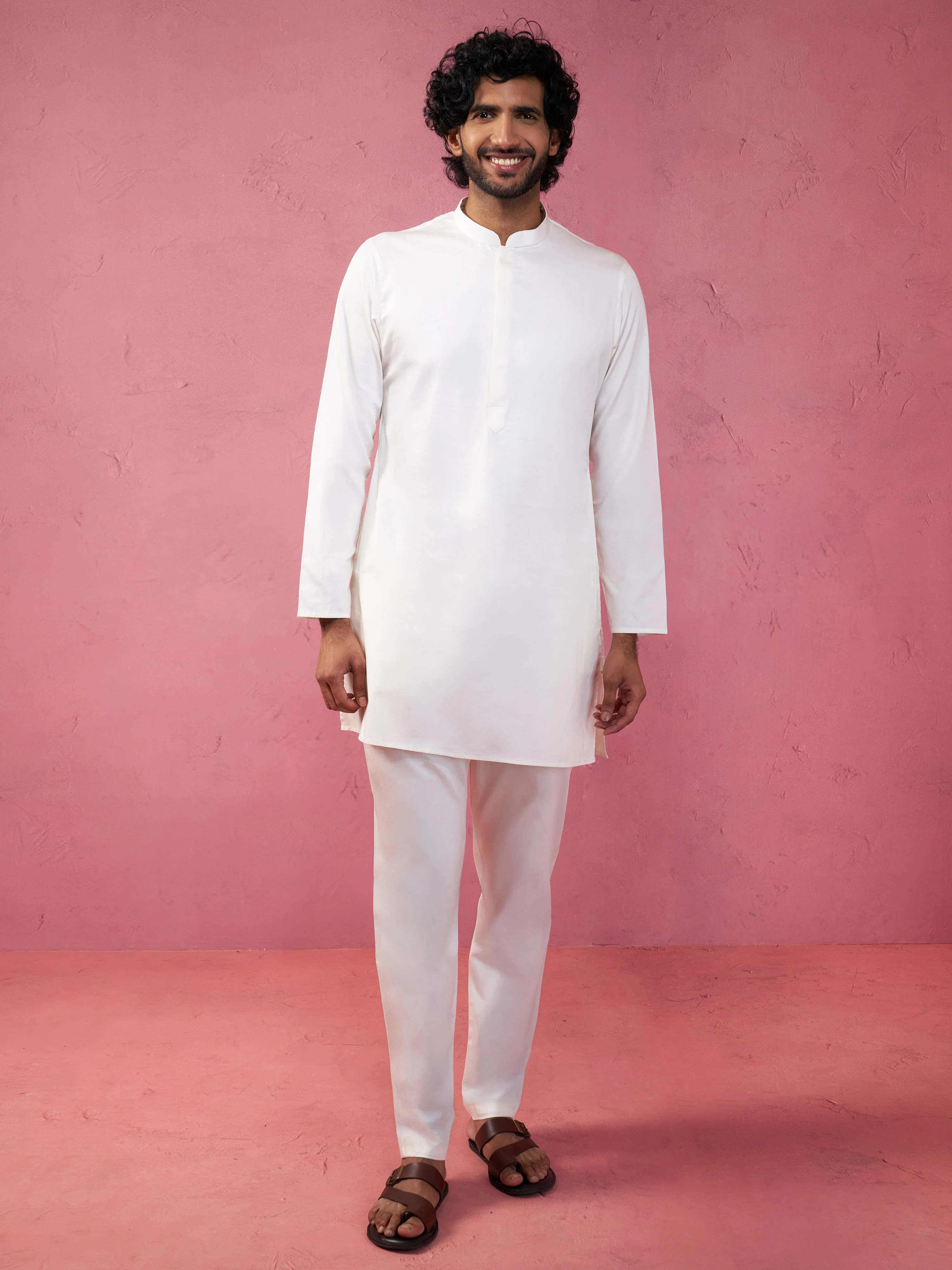 Men's Cream Silk Blend Nehru Jacket Kurta Pyjama Set - Image 6