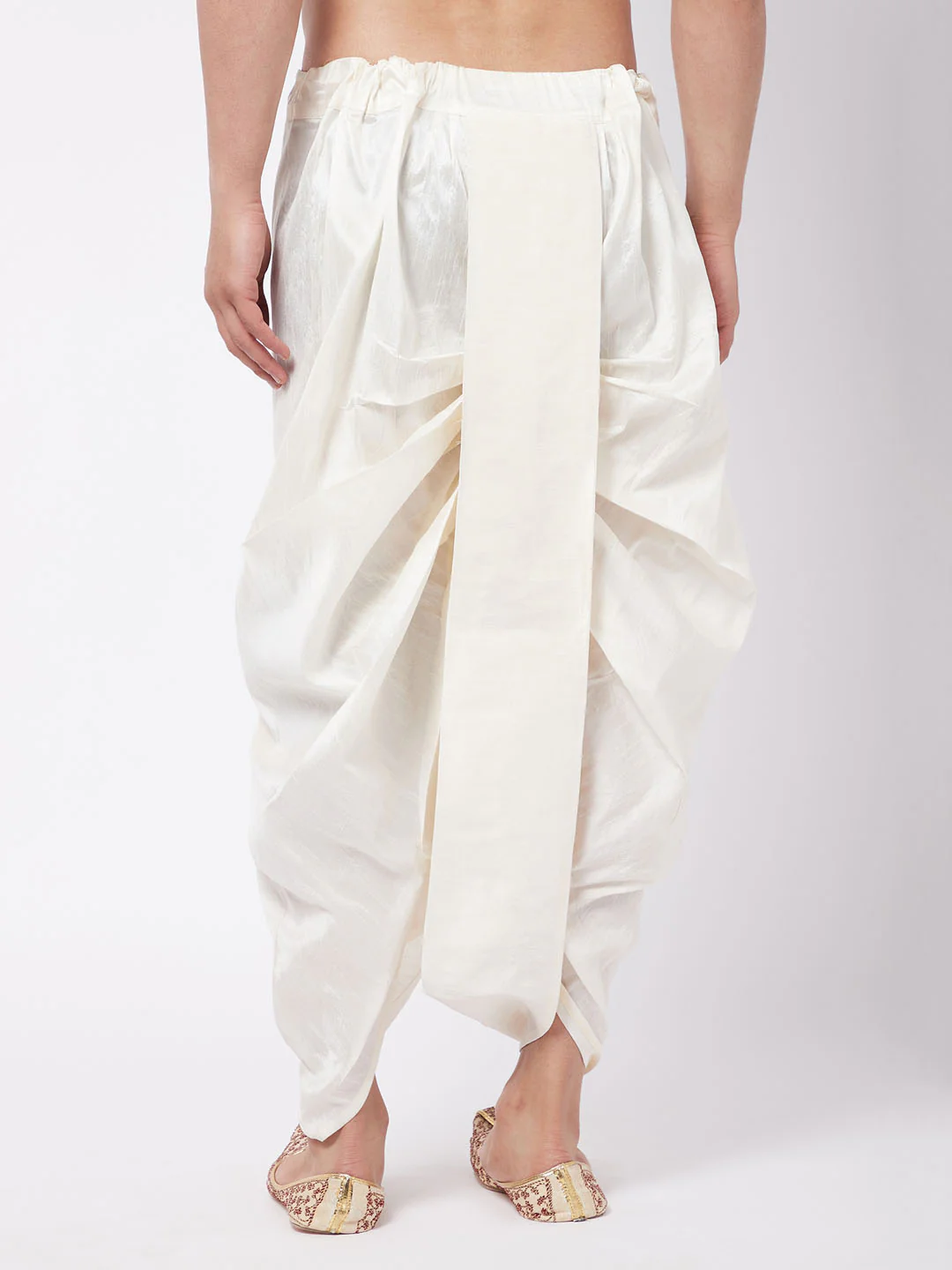 Men's Cream Silk Blend Traditional Dhoti - Image 3