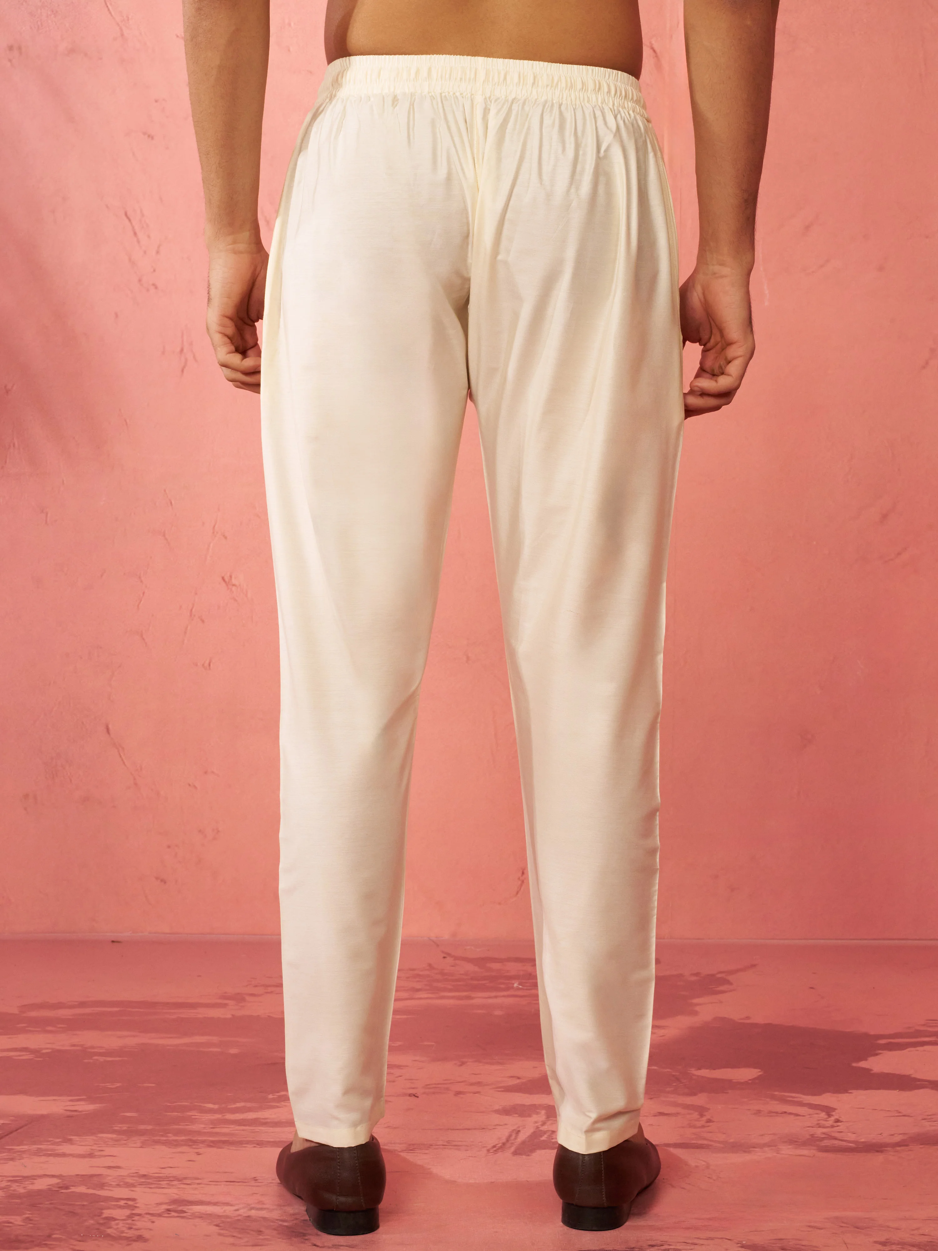 Men's Cream Viscose Pyjama - Image 3