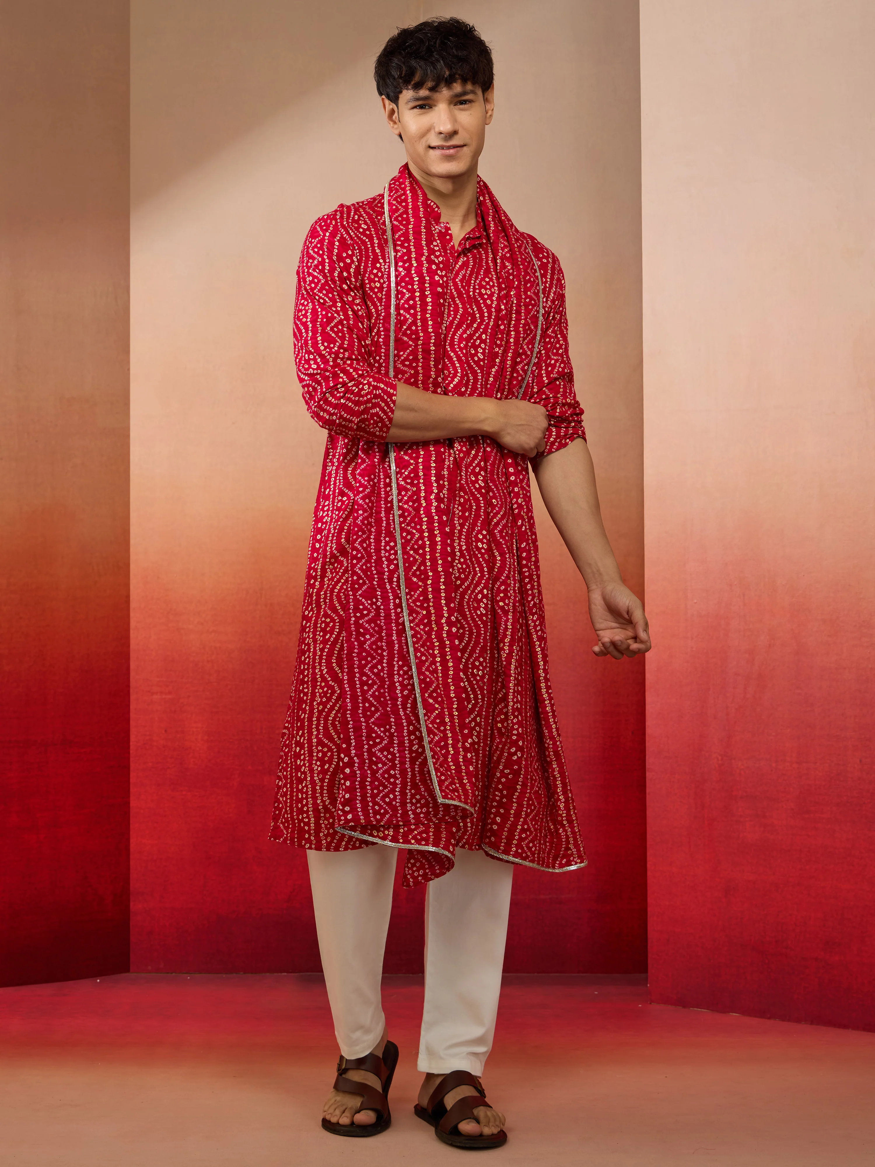 Men's Falsa Rayon Bandhani Print Dupatta