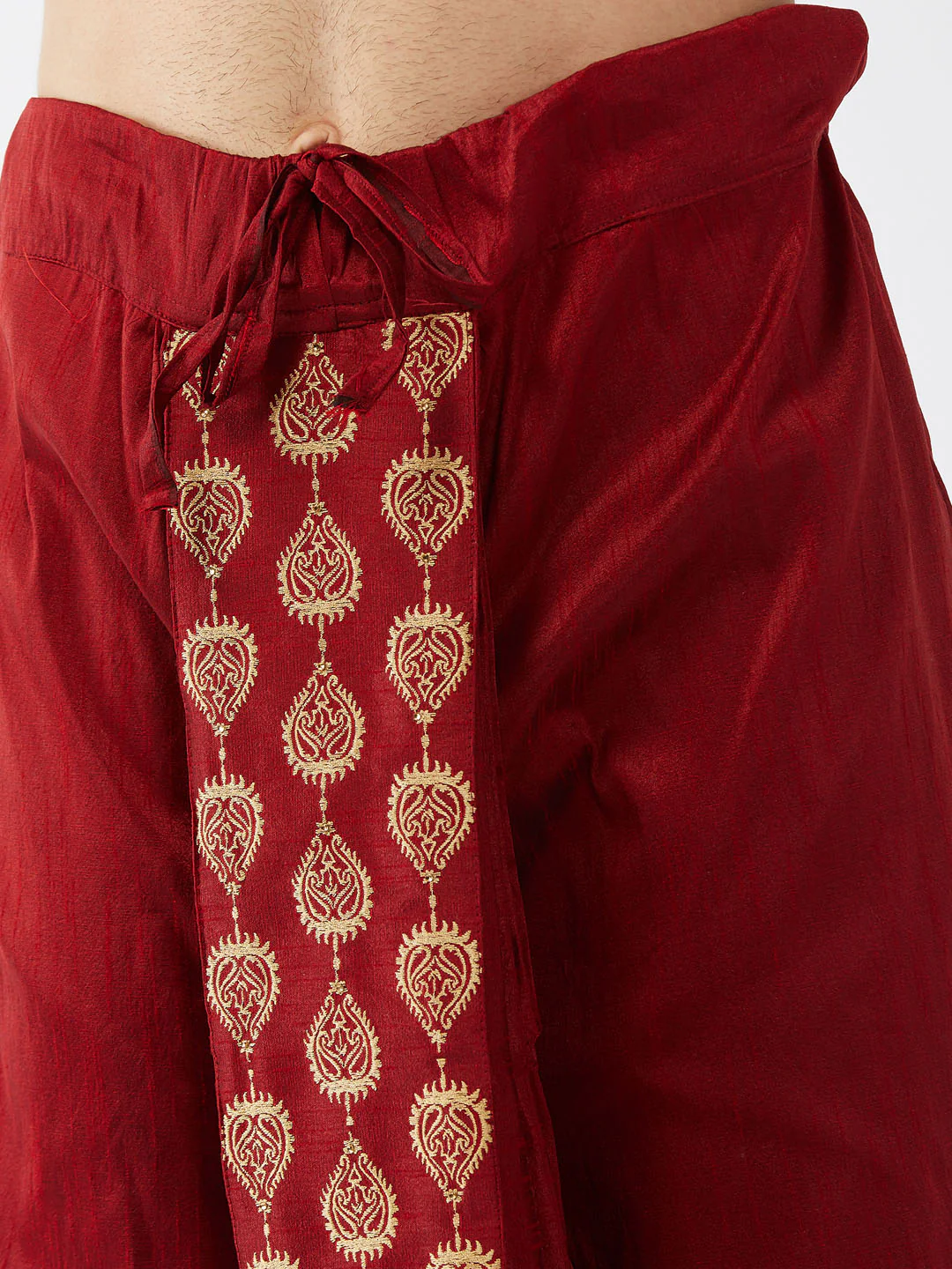 Men's Gold Zari Weaved Kurta Dhoti Set - Image 5