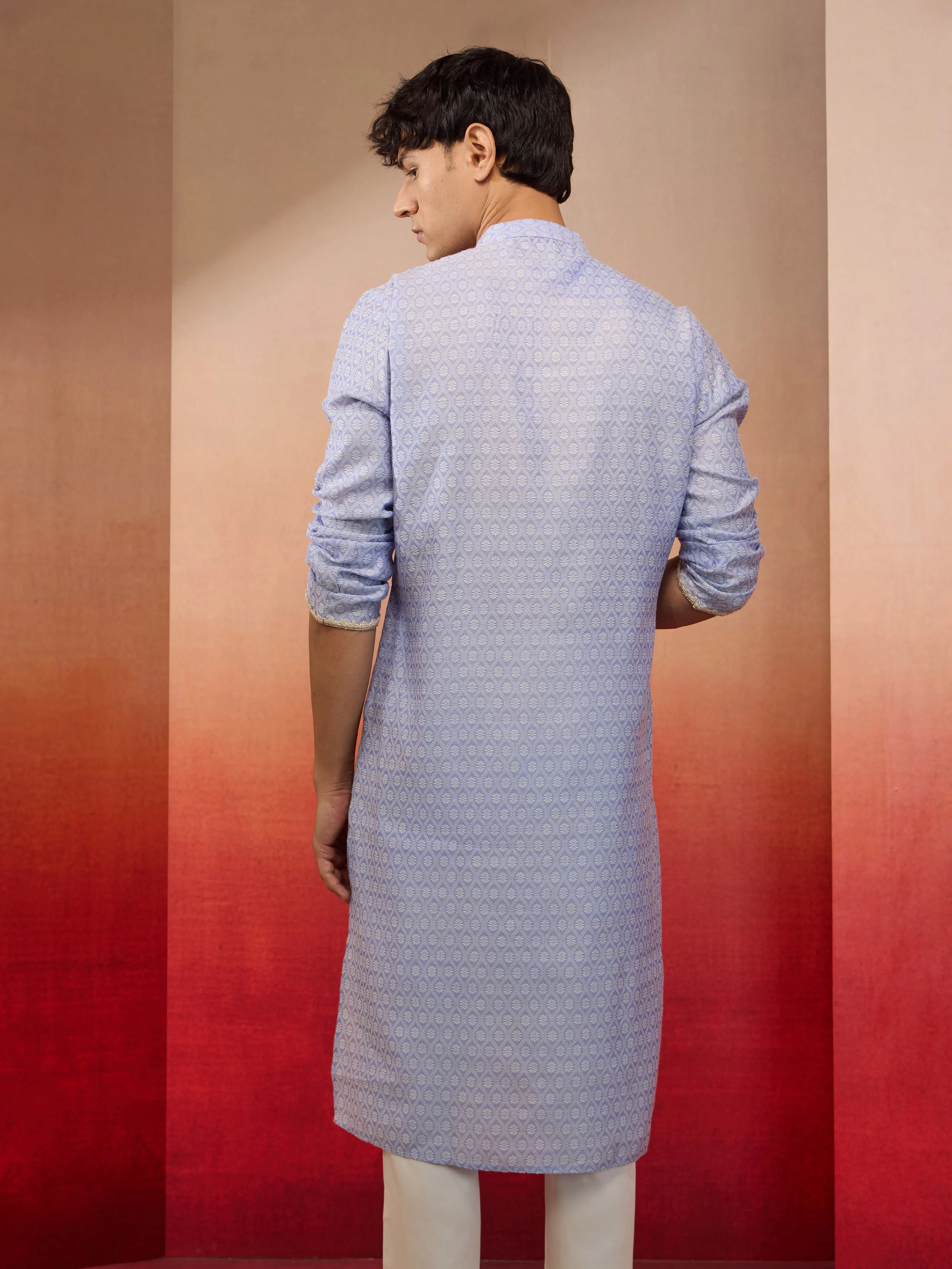 Men's Hawa Silk Jacquard Kurta - Image 5