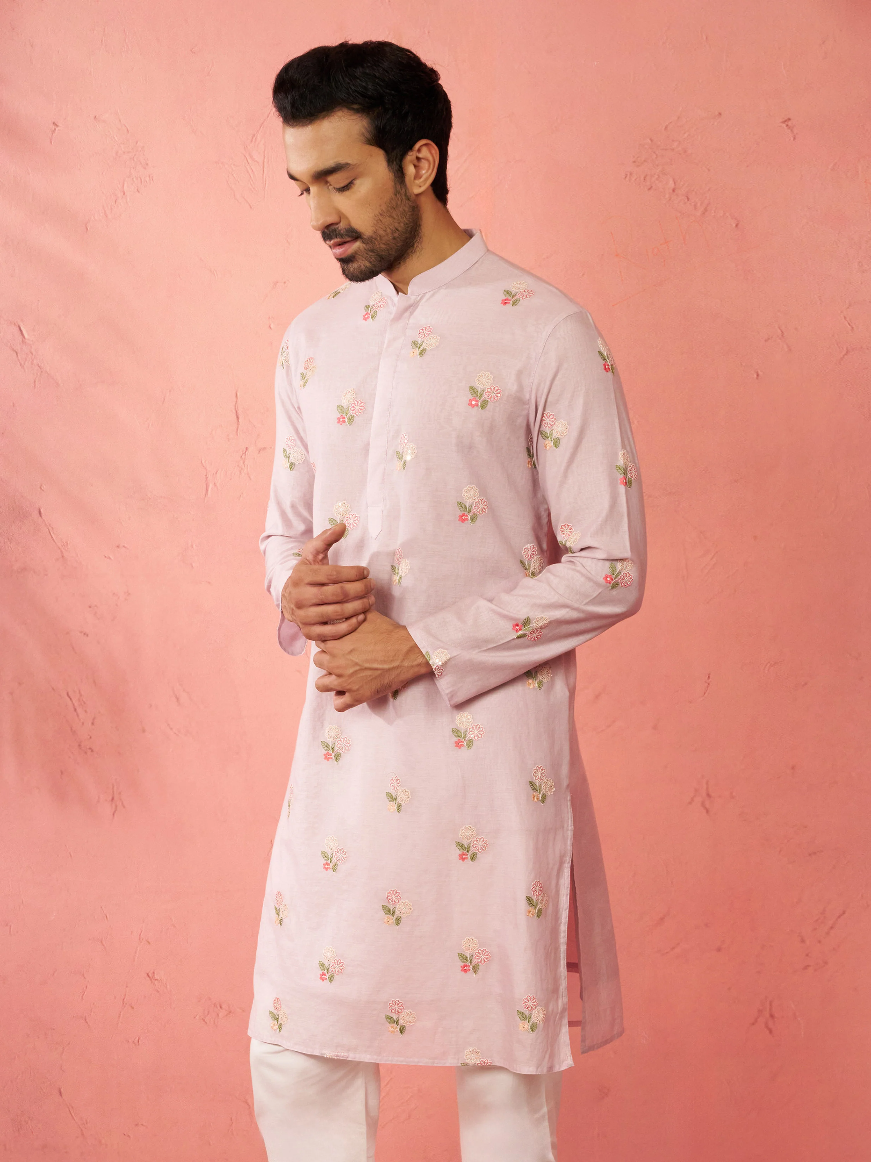 Men's Lavender Cotton Muslin Kurta - Image 4
