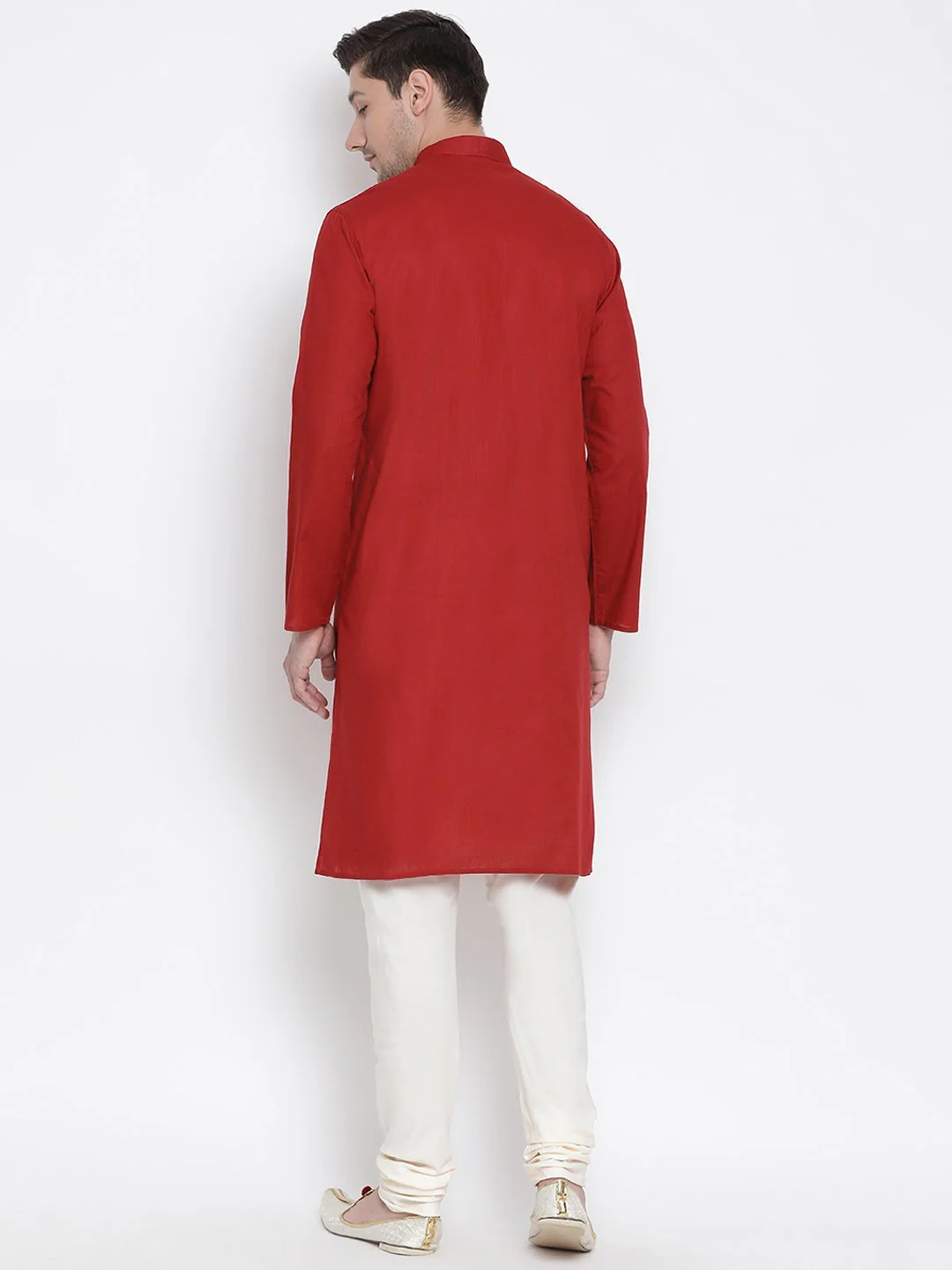 Men's Maroon Cotton Kurta and Pyjama Set - Image 4