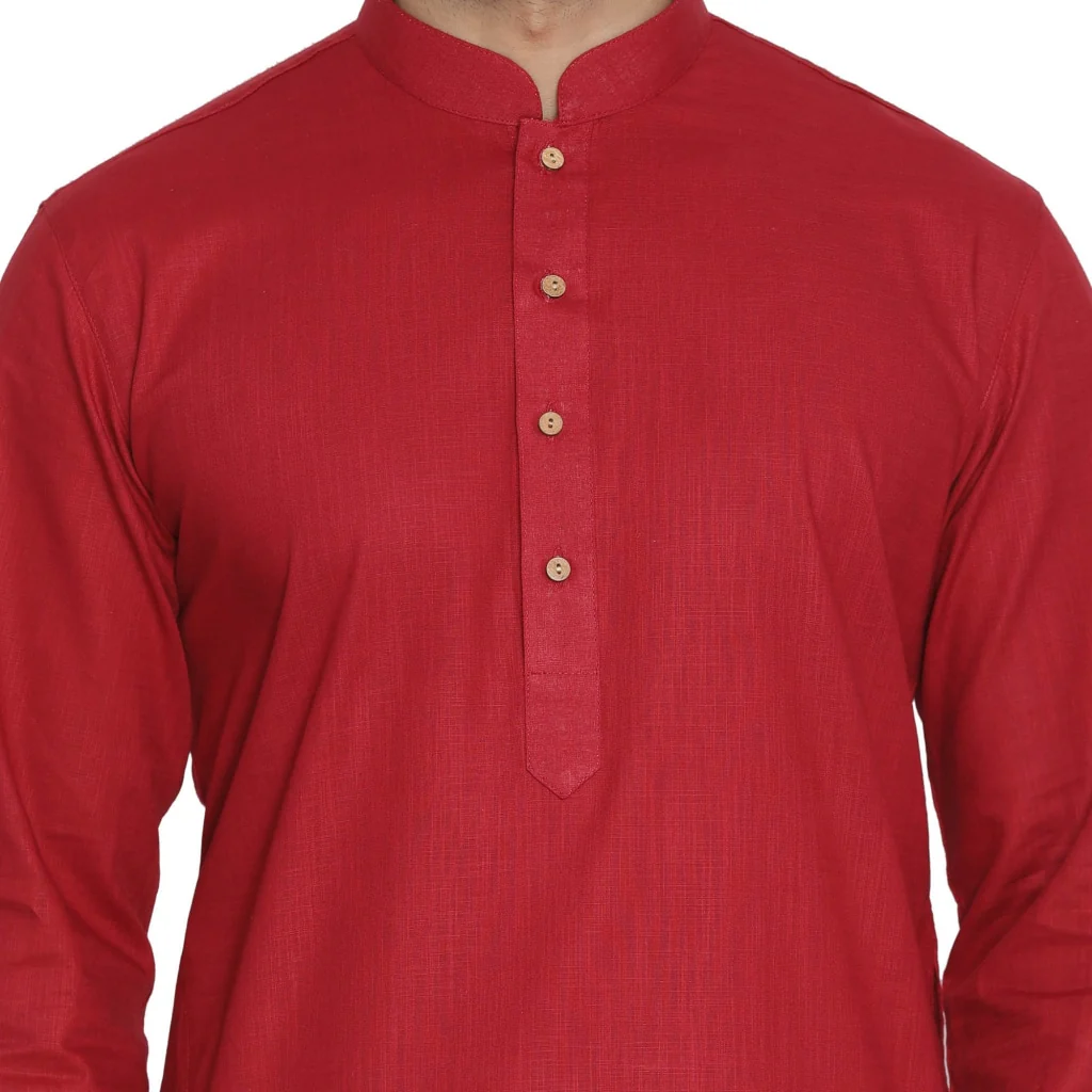 VASTRAMAY Men's Maroon Cotton Kurta and Pyjama Set - Image 3