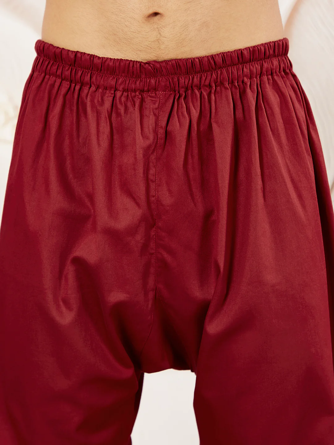 Men's Maroon Cotton Pathani Suit Set - Image 7