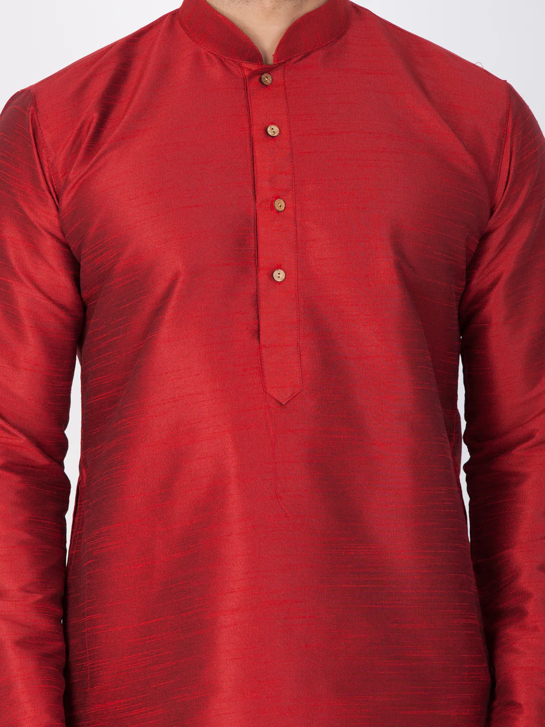 VASTRAMAY Men's Maroon Cotton Silk Blend Kurta and Dhoti Pant Set - Image 3