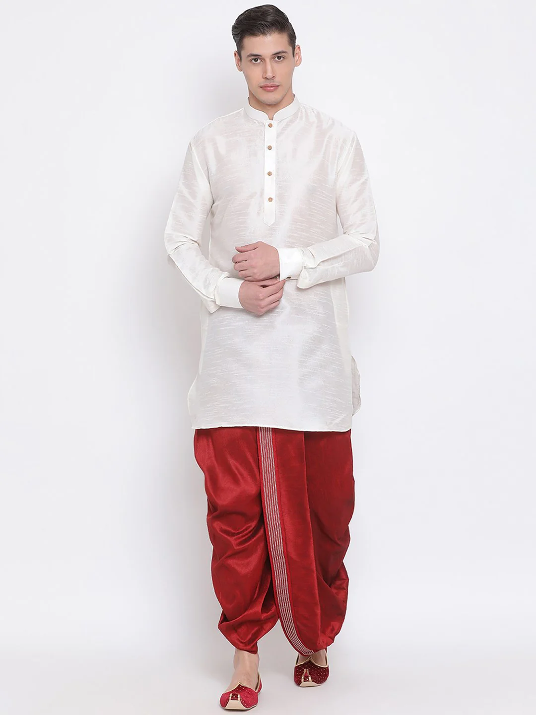 Men's Maroon Embroidered Dhoti Pant - Image 5