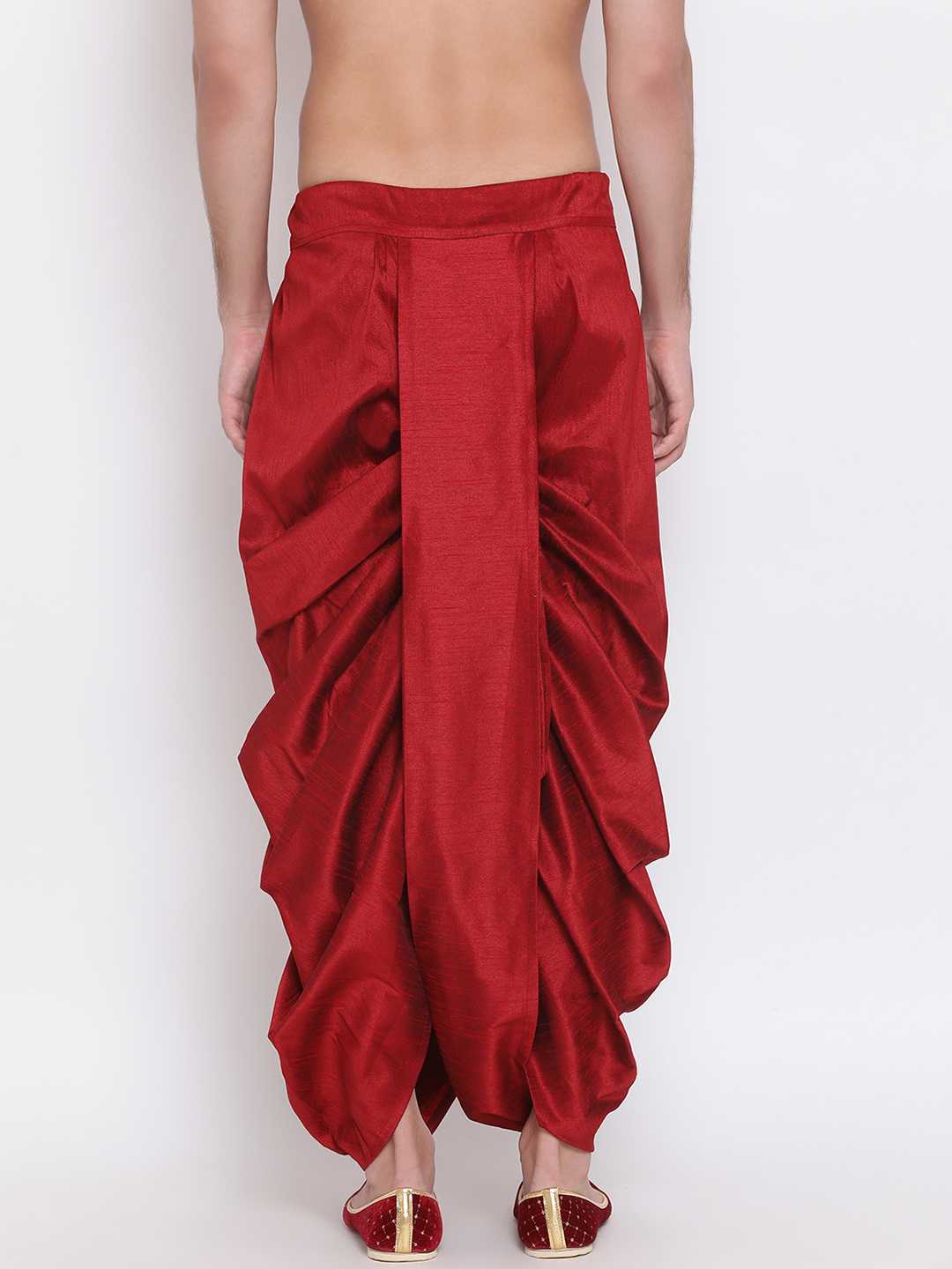 Men's Maroon Embroidered Dhoti Pant - Image 3