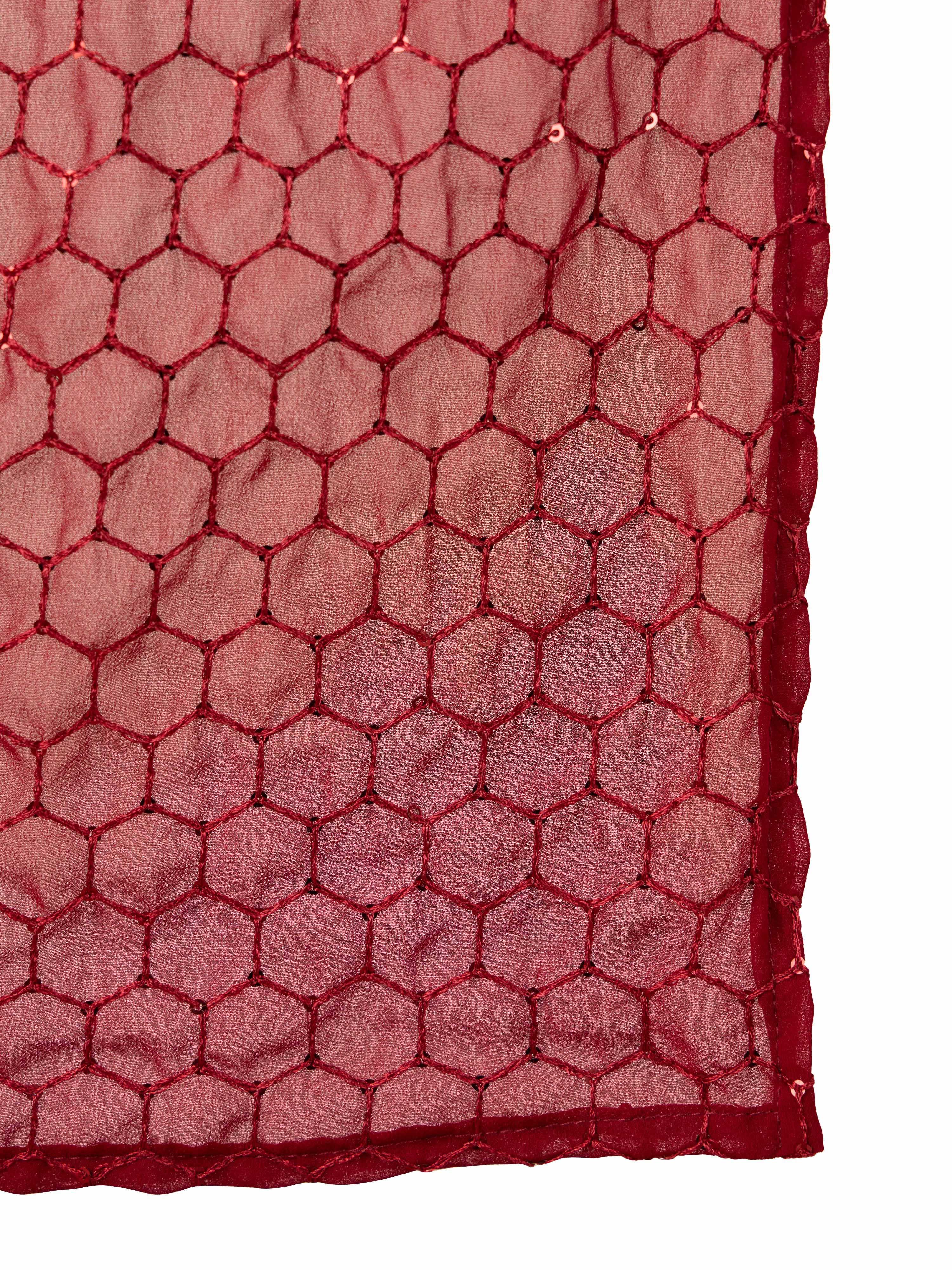 Men's Maroon Georgette Plain Dupatta - Image 4