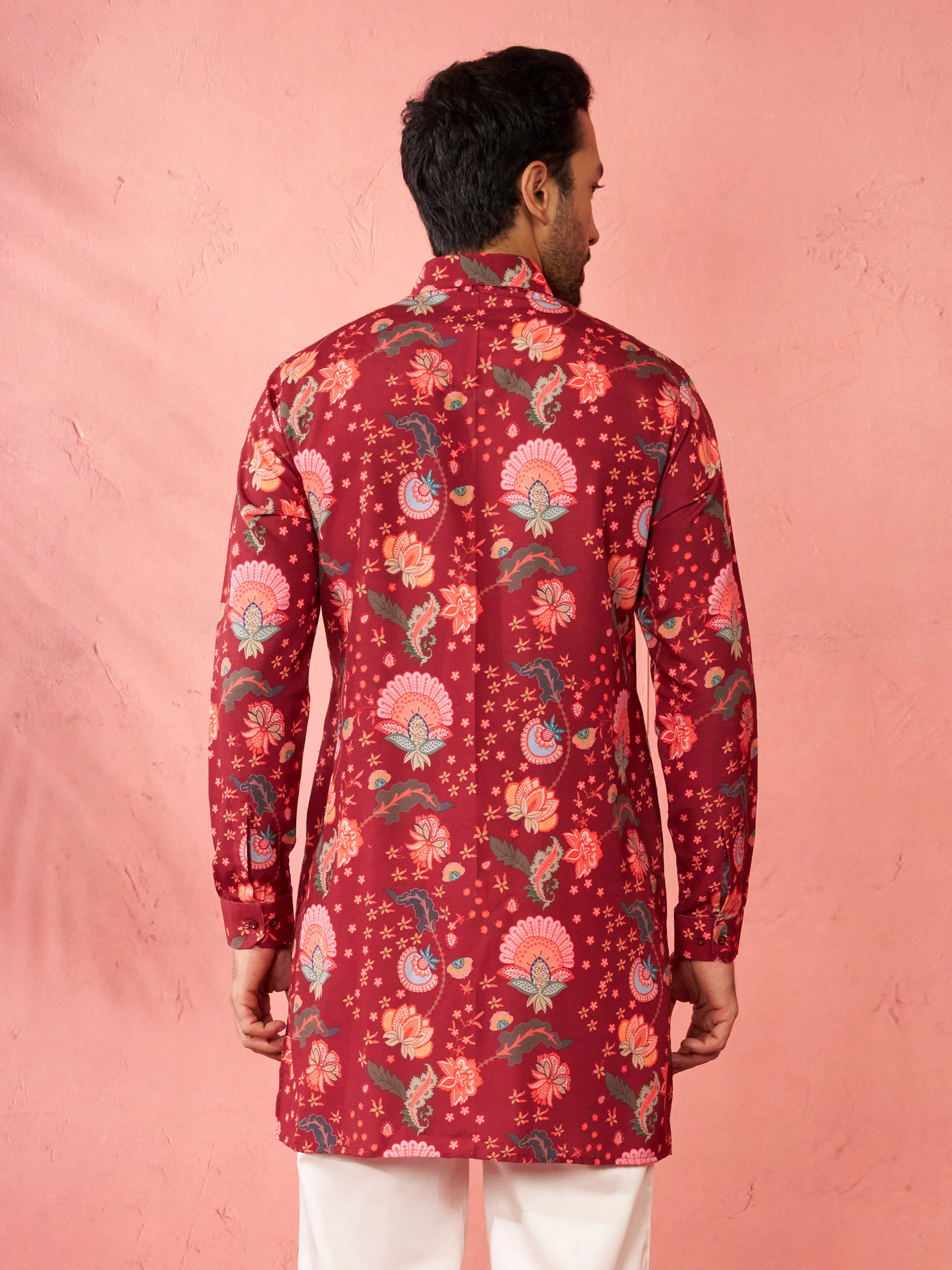 Men's Maroon Rayon Kurta - Image 5