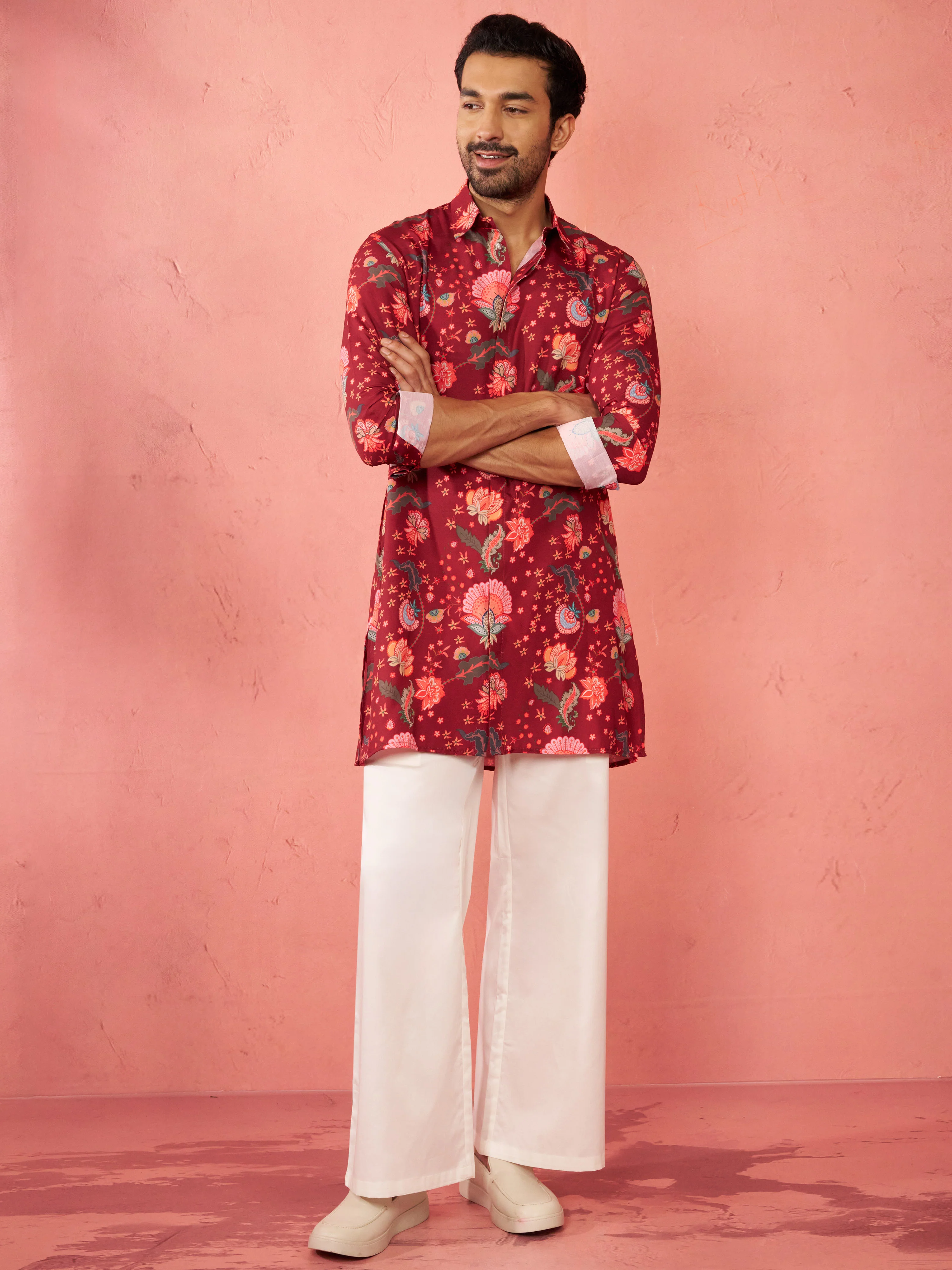 Men's Maroon Rayon Kurta - Image 6