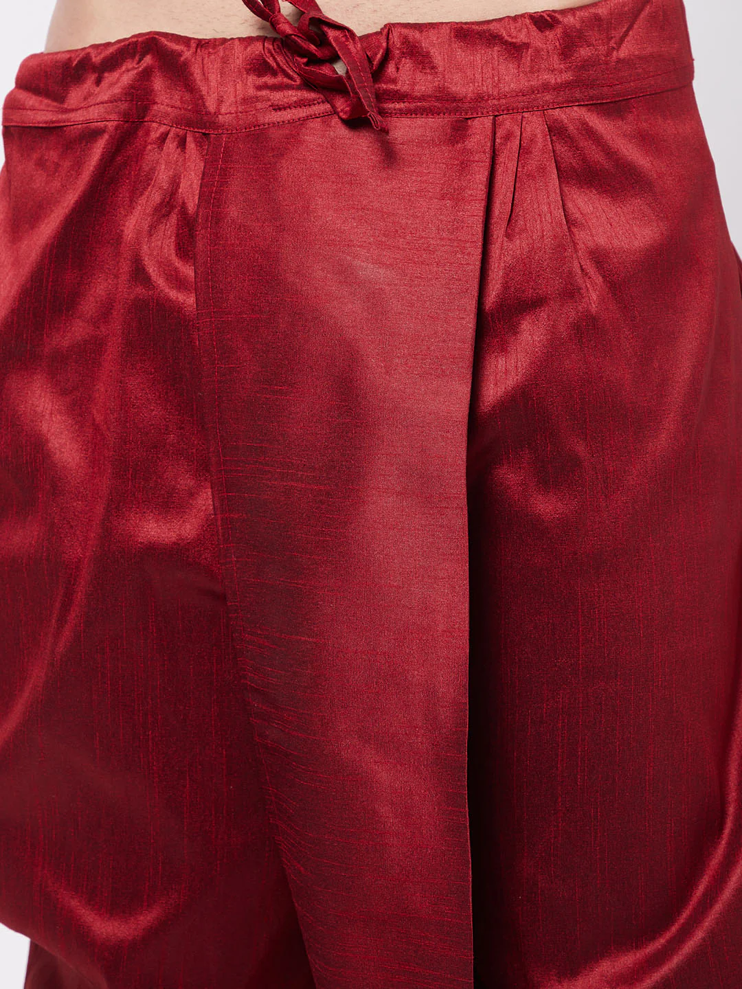 Men's Maroon Silk Blend Kurta And Dhoti Set - Image 5