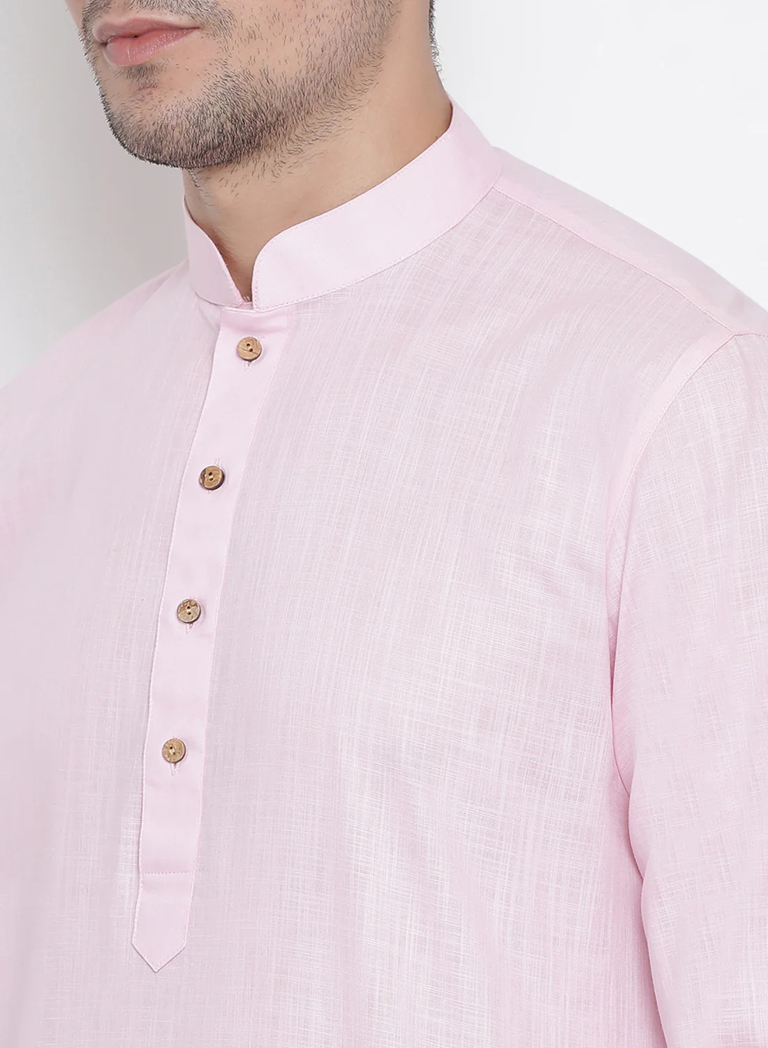 VASTRAMAY Men's Pink Cotton Kurta and Pyjama Set - Image 4